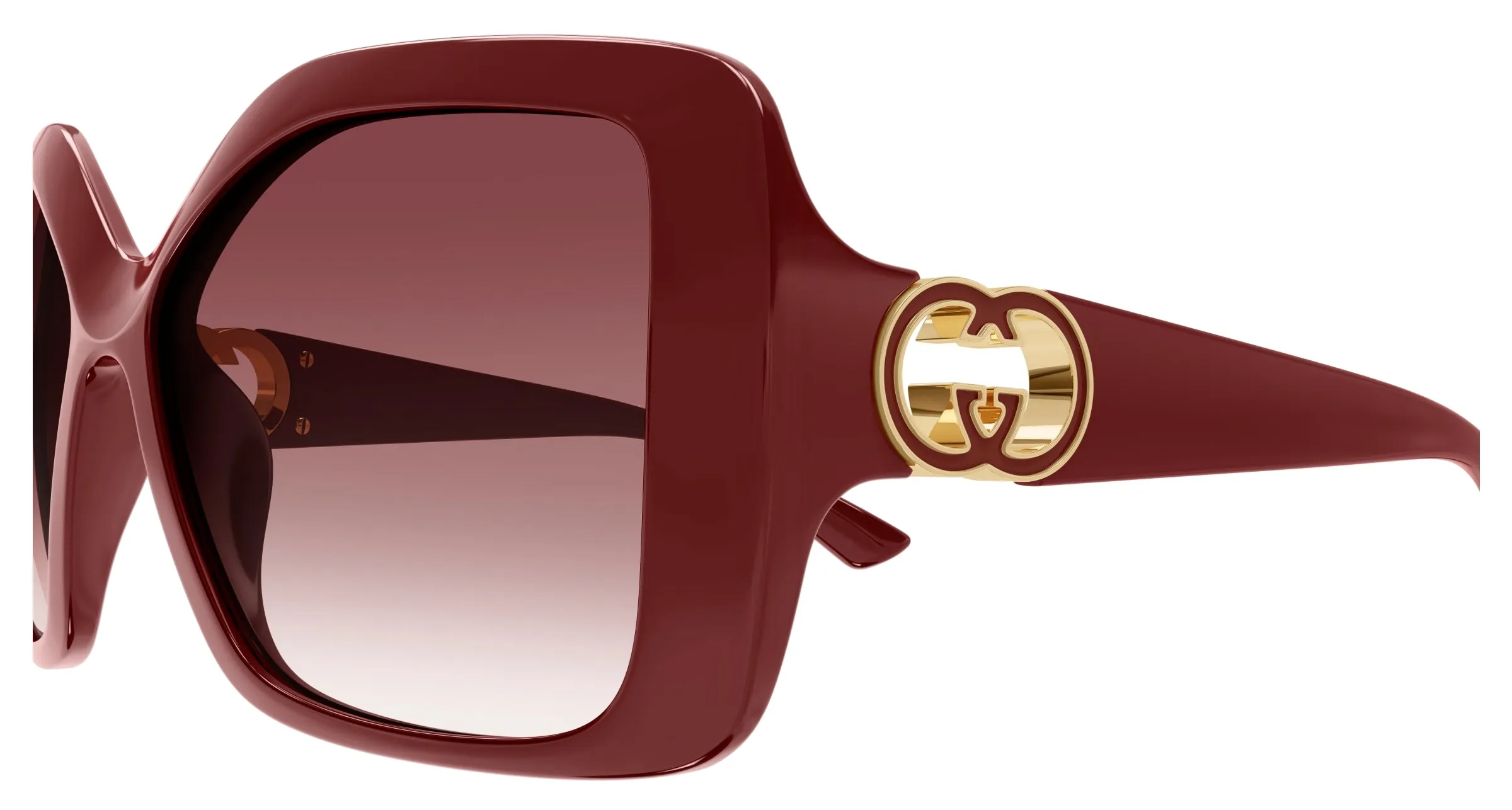 Gucci GG2015S 002 Occhiali da sole Iniettato Bordeaux Rosso Squadrata - immagine 3