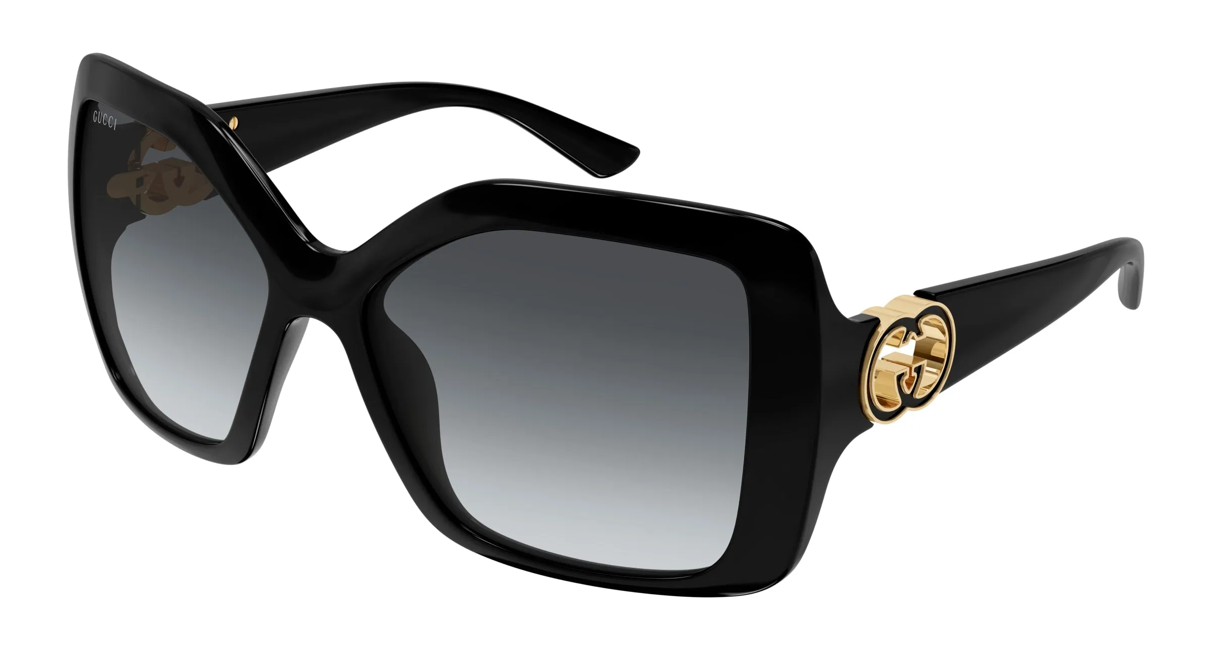 Gucci GG2015S 001 Occhiali da sole Iniettato Nero Grigio Squadrata - immagine 1