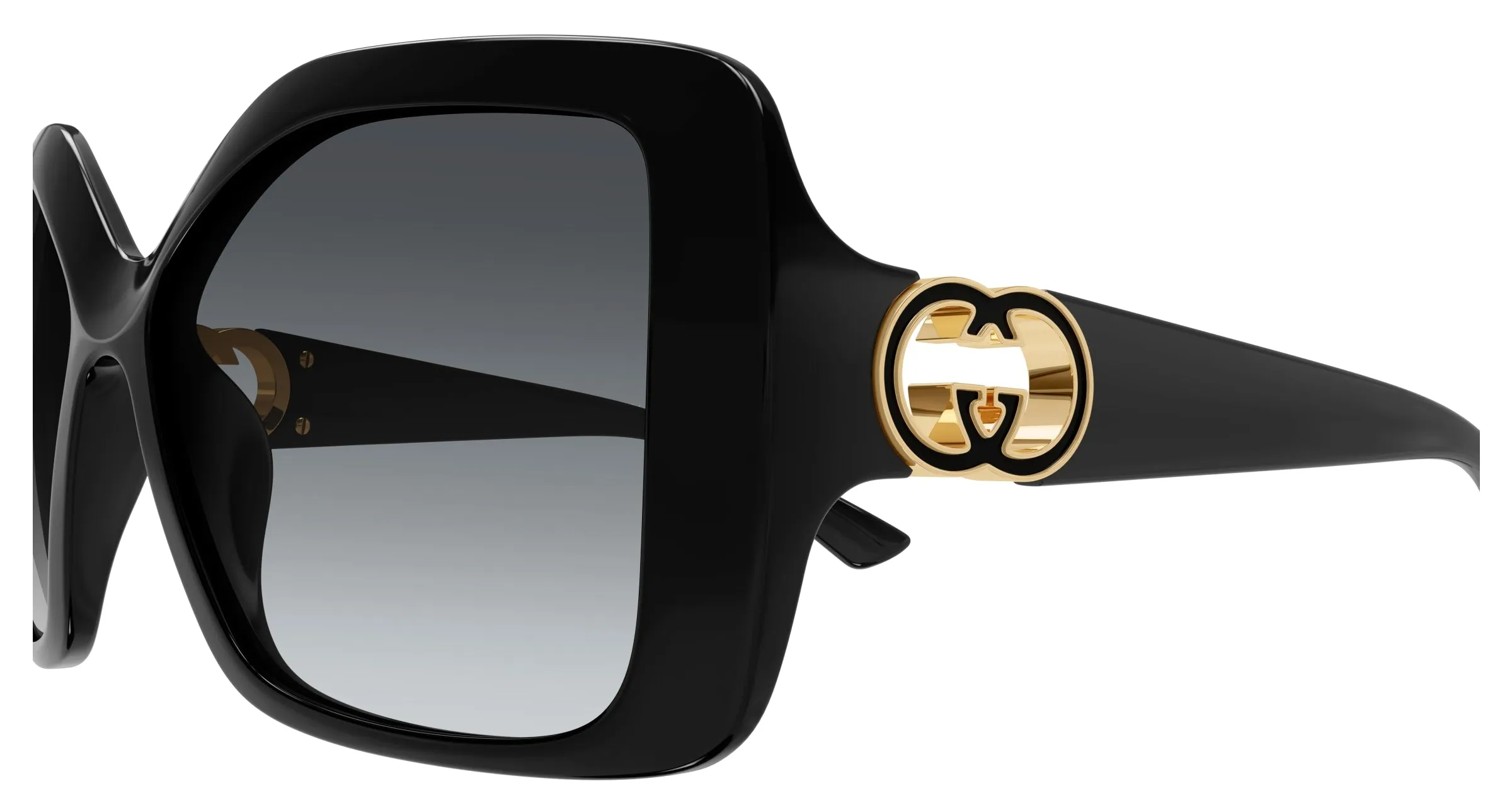 Gucci GG2015S 001 Occhiali da sole Iniettato Nero Grigio Squadrata - immagine 3