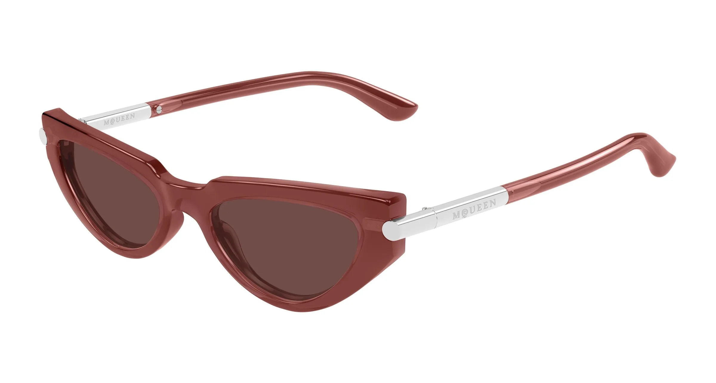 Alexander McQueen AM0520S 004 Occhiali da sole Acetato Rosso Marrone Cat Eye - immagine 1