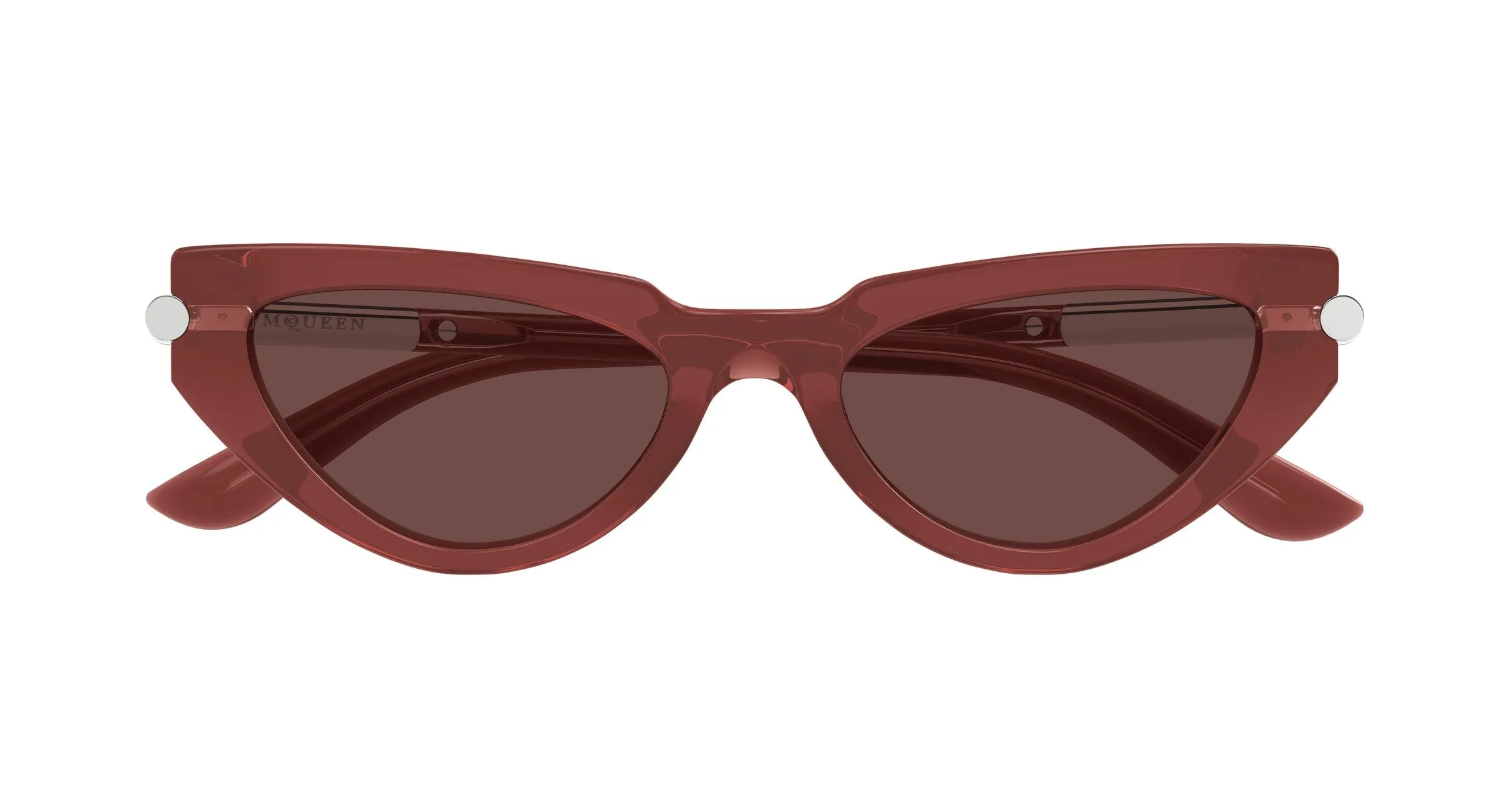 Alexander McQueen AM0520S 004 Occhiali da sole Acetato Rosso Marrone Cat Eye - immagine 2