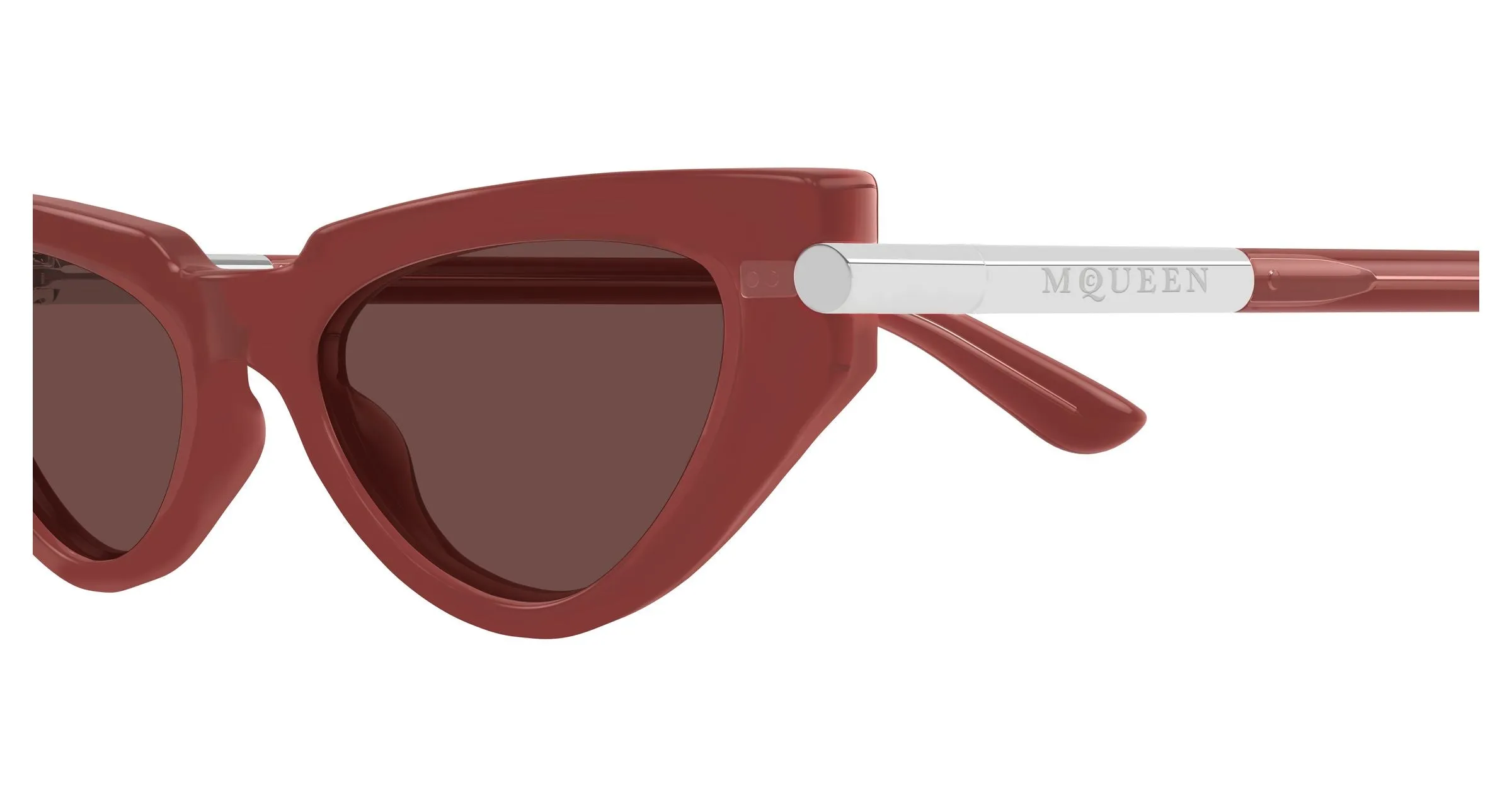 Alexander McQueen AM0520S 004 Occhiali da sole Acetato Rosso Marrone Cat Eye - immagine 3