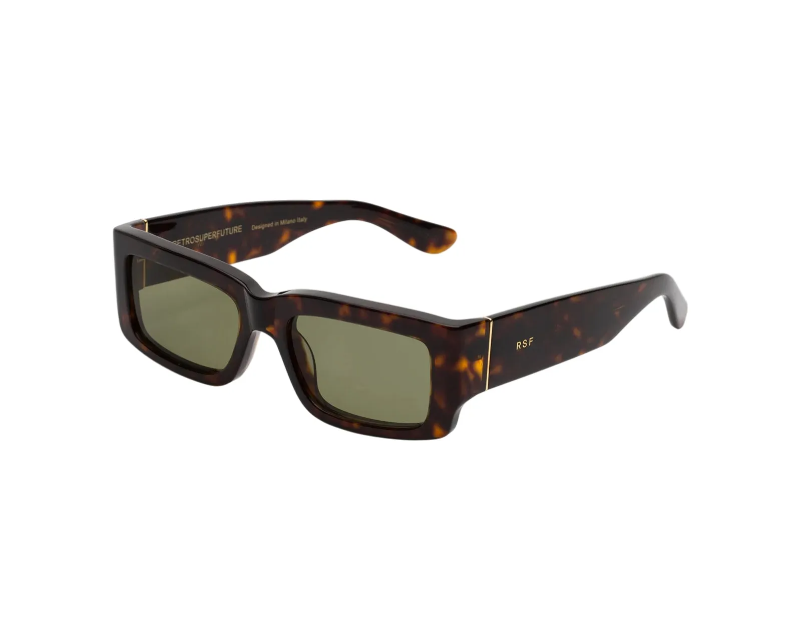 Retrosuperfuture 7IO NOTTE HAVANA Occhiali da sole Acetato Havana Verde Squadrata Normale - immagine 1