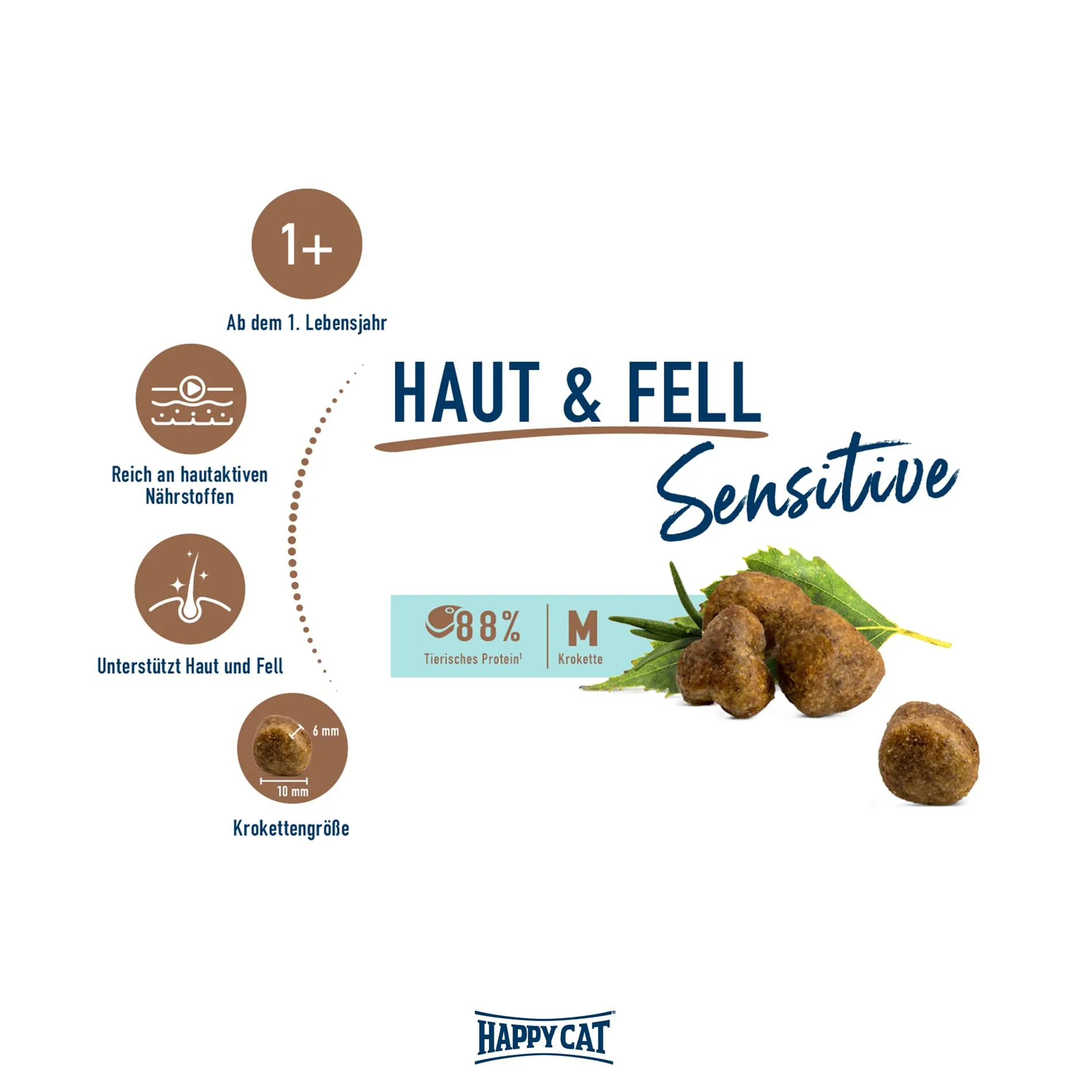 Happy Cat 70599 – Care Haut & Fell – cibo secco per gatti e gatti sensibili alla pelle – contenuto 300 g - immagine 2