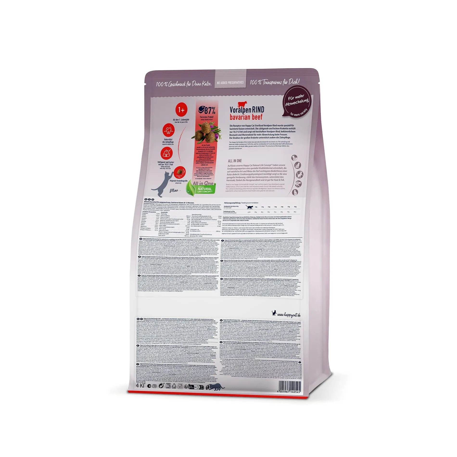 Happy Cat 70573 – Sterilizzato Adult Voralpen Manzo – Mangime secco per gatti sterilizzati e sbornia – 300 g contenuto - immagine 5