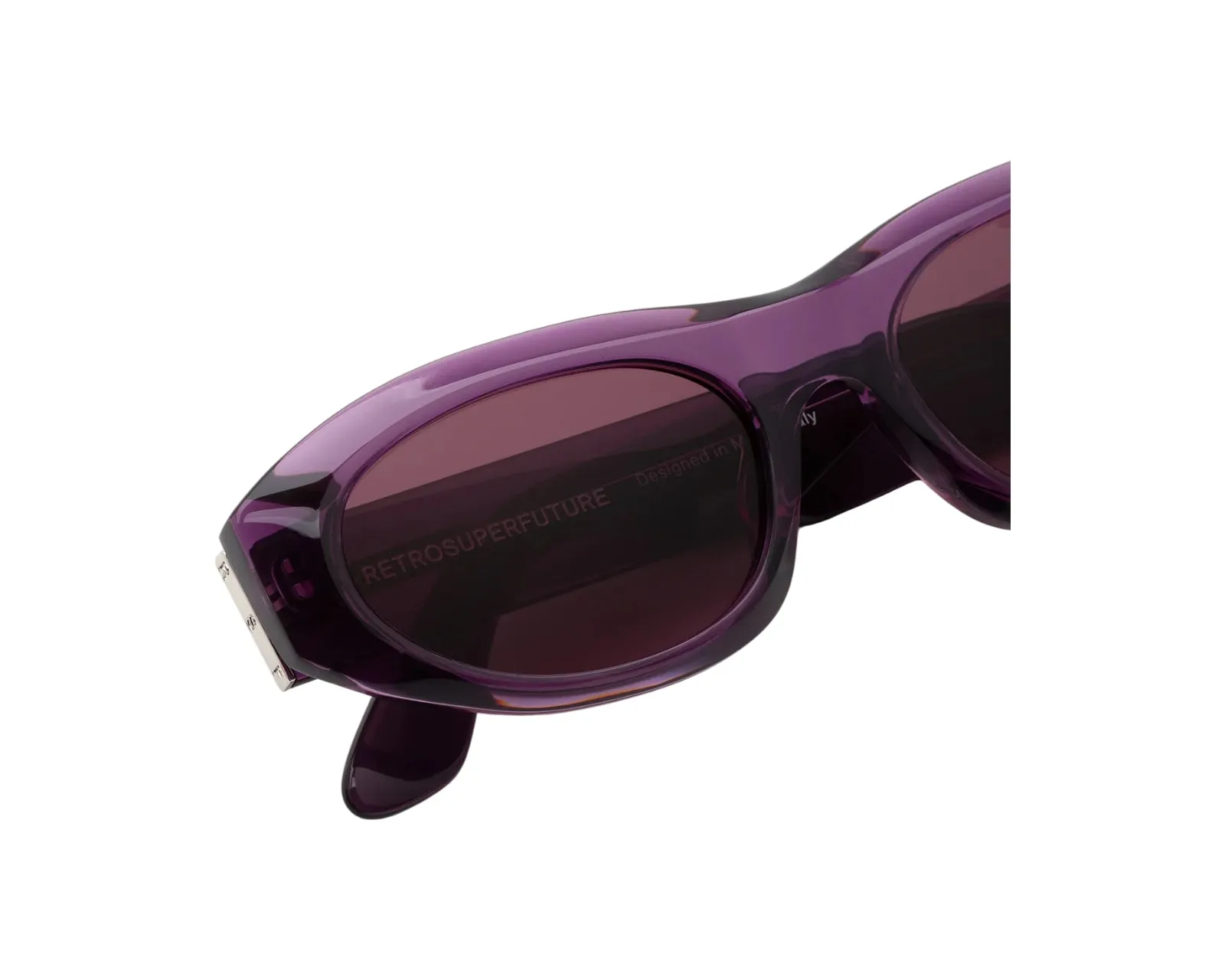 Retrosuperfuture 9KH CINEMA MELANZANA Occhiali da sole Acetato Viola Viola Geometrica Normale - immagine 3