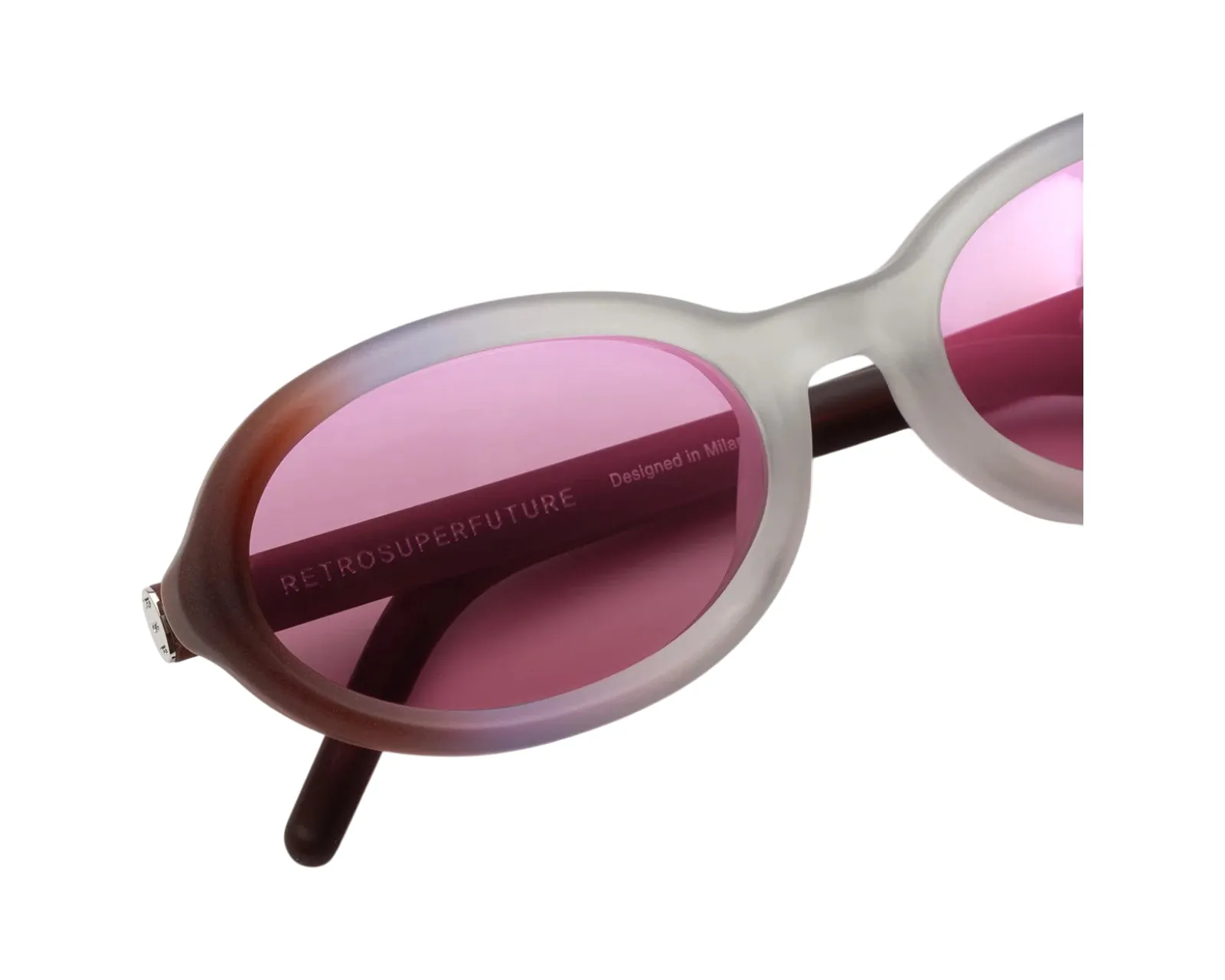 Retrosuperfuture 1NW CHERRY SIDE FADE Occhiali da sole Acetato Bordeaux Rosa Geometrica Normale - immagine 3