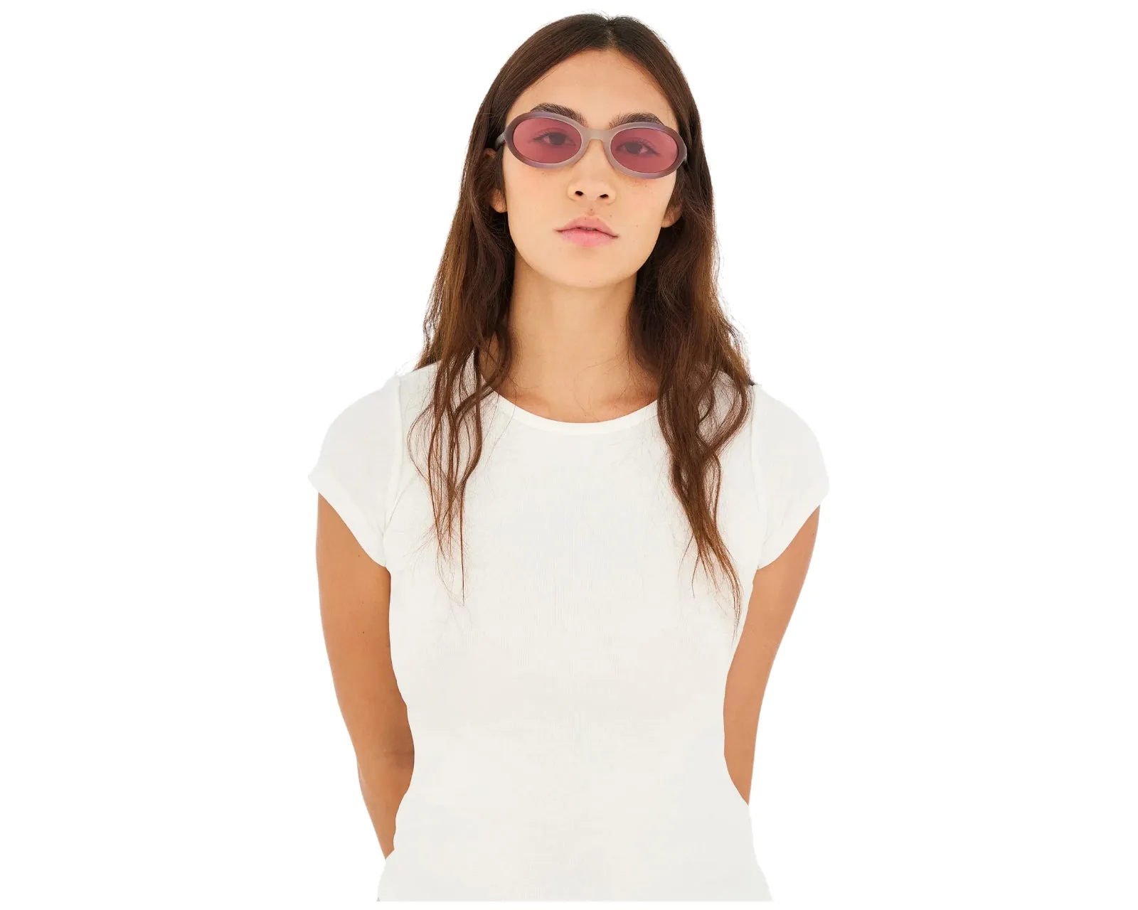 Retrosuperfuture 1NW CHERRY SIDE FADE Occhiali da sole Acetato Bordeaux Rosa Geometrica Normale - immagine 4