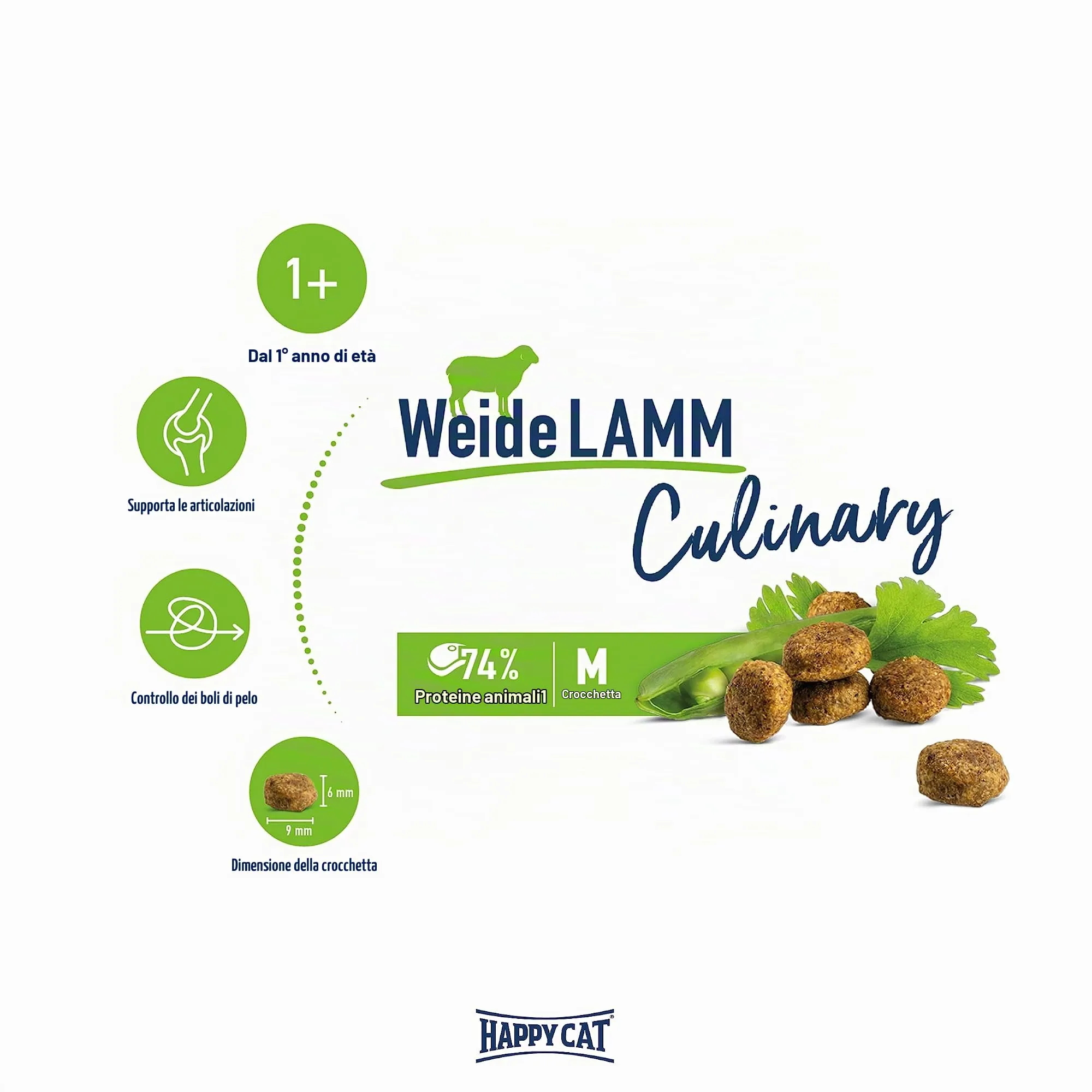 Happy Cat 70547 – Culinary Adult Weide Agnello – cibo secco per gatti adulti e sbornia – contenuto 300 g - immagine 2