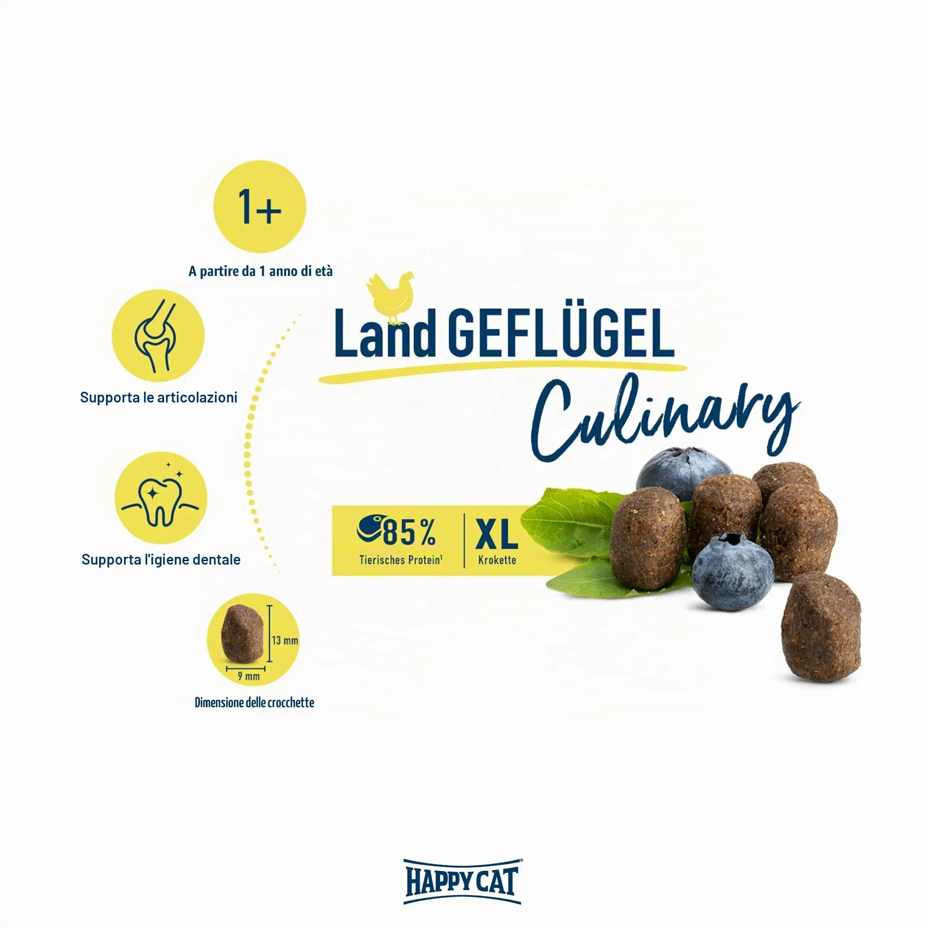 Happy Cat 70569 – Culinary Adult Land pollame – cibo secco per gatti adulti e sbornia – contenuto 1,3 kg - immagine 2