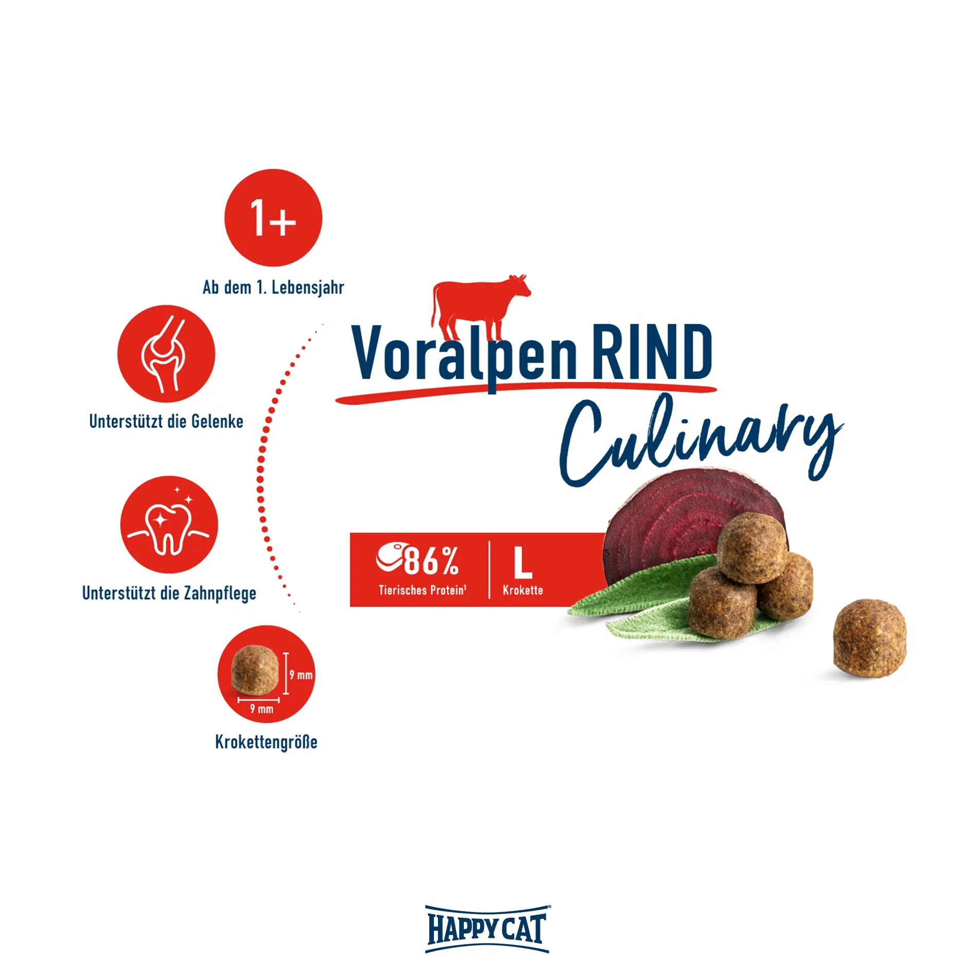 Happy Cat 70558 – Culinary Adult Voralpen bovino – cibo secco per gatti adulti e sbornia – contenuto 1,3 kg - immagine 2