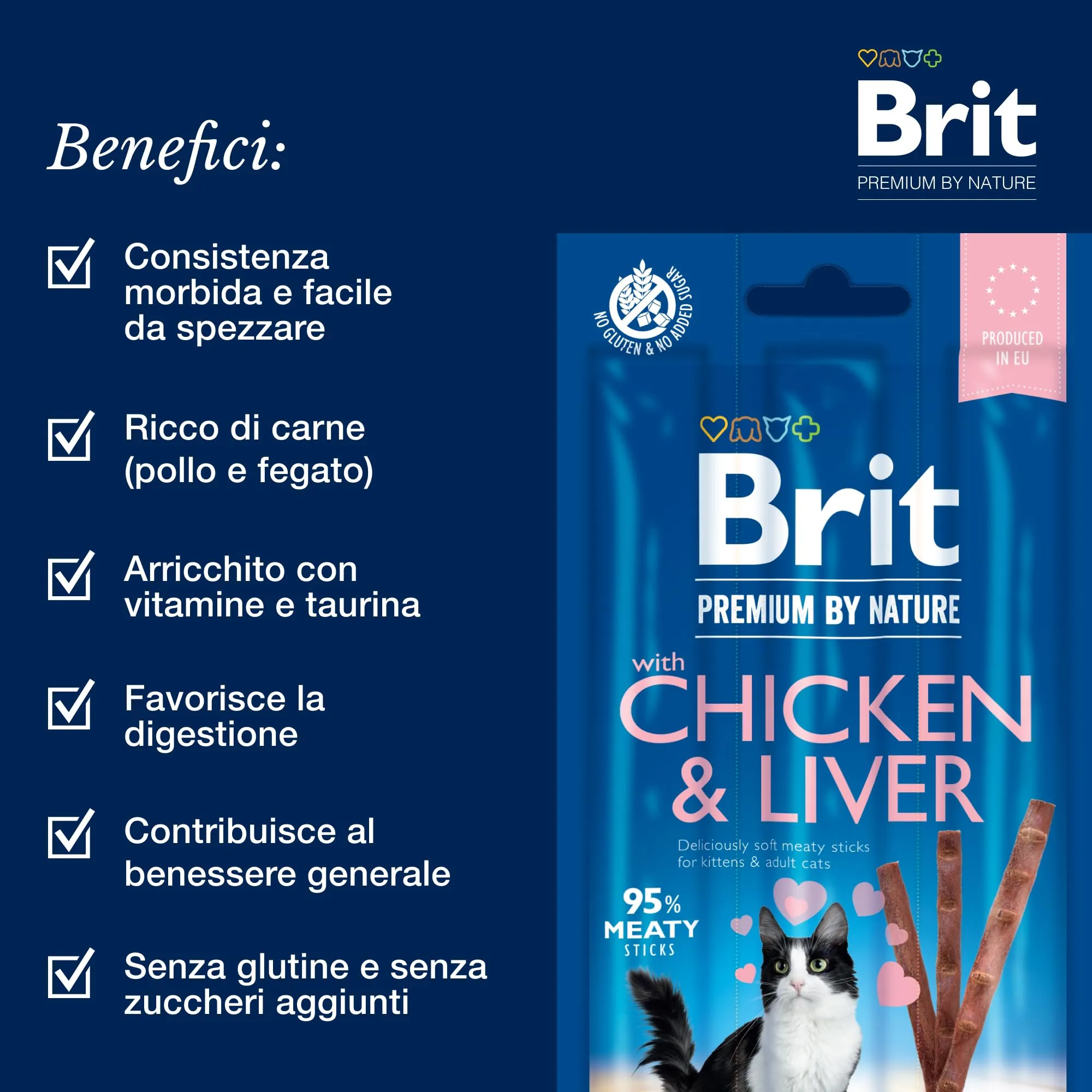 Brit Premium - Bastoncini per Gatti, Pollo e Fegato, 15 g - immagine 2