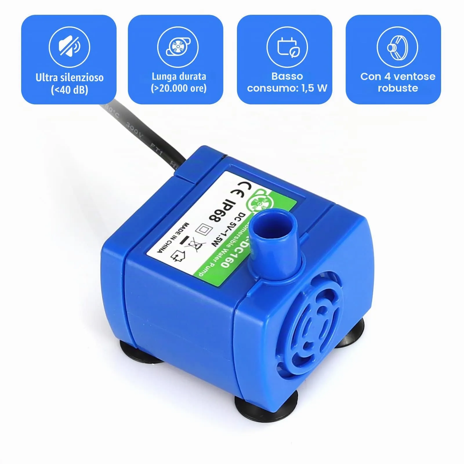 Diealles Shine Pompa per Fontana Gatti USB, Pompa di Ricambio Fontanella Gatti per 2L Fontana per Gatti - immagine 4