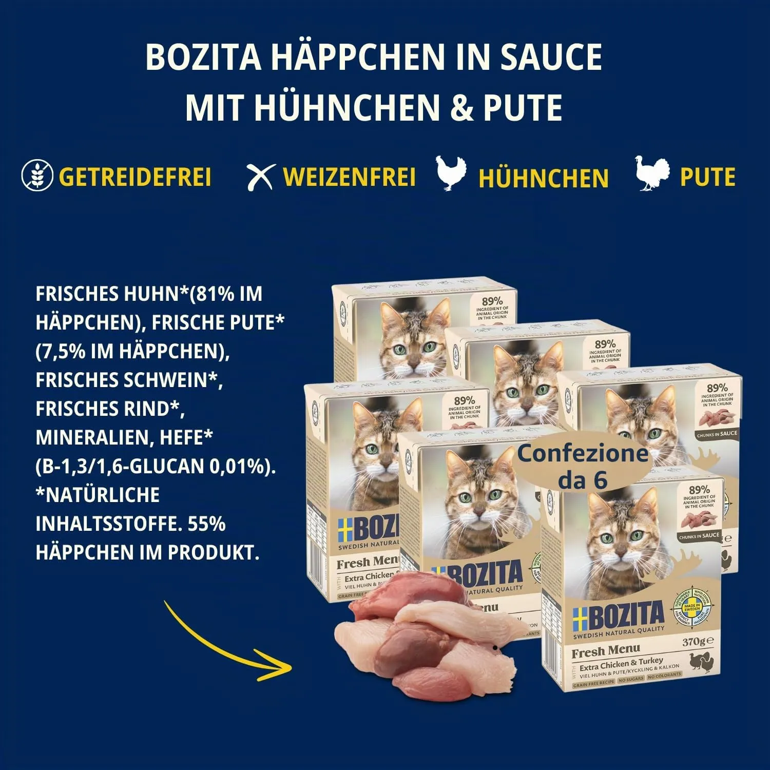 Bozita Tetra - Tetra in salsa con pollo e tacchino, 6 x 370 g - immagine 3