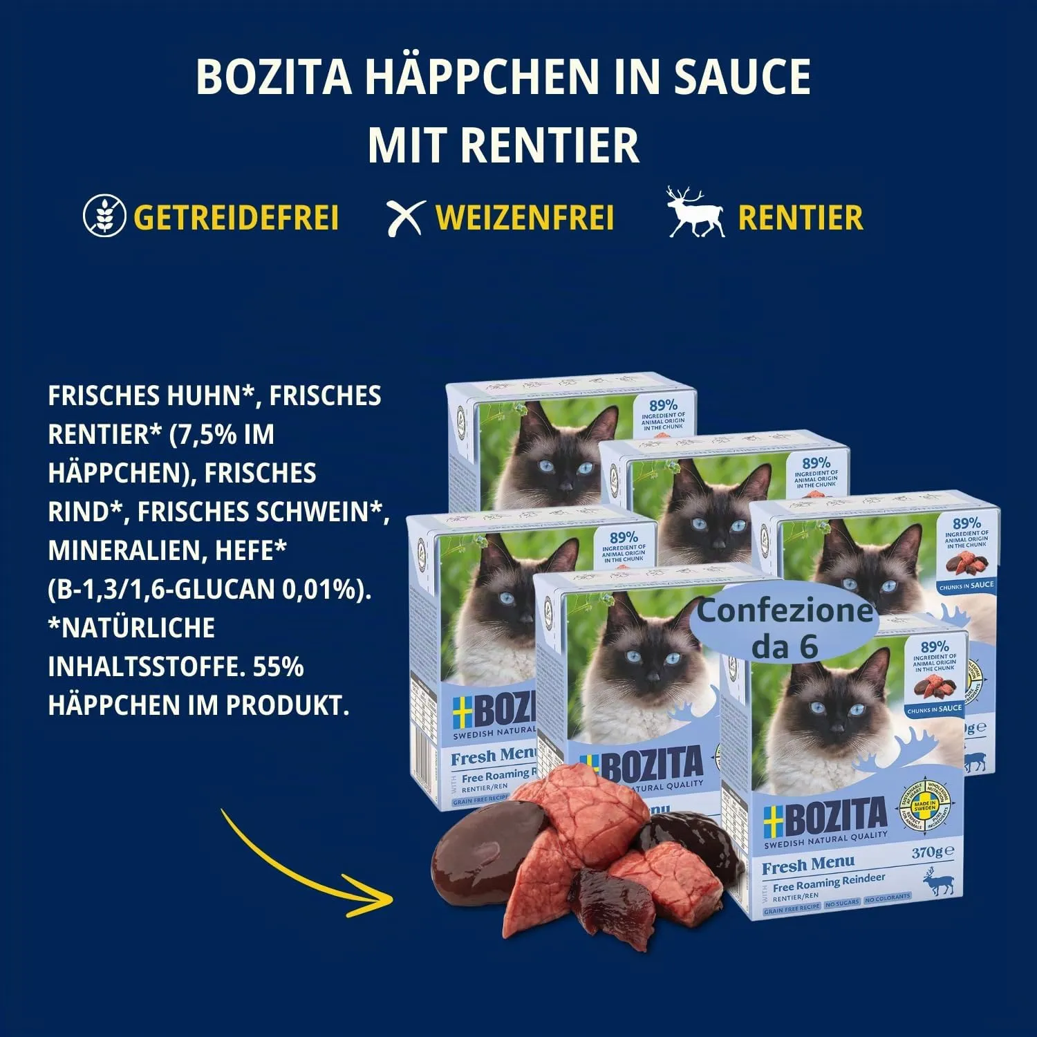 Bozita Toppe in salsa con renna Multibox 6 x 370 g in tetra, 370 g (confezione da 6) - immagine 3