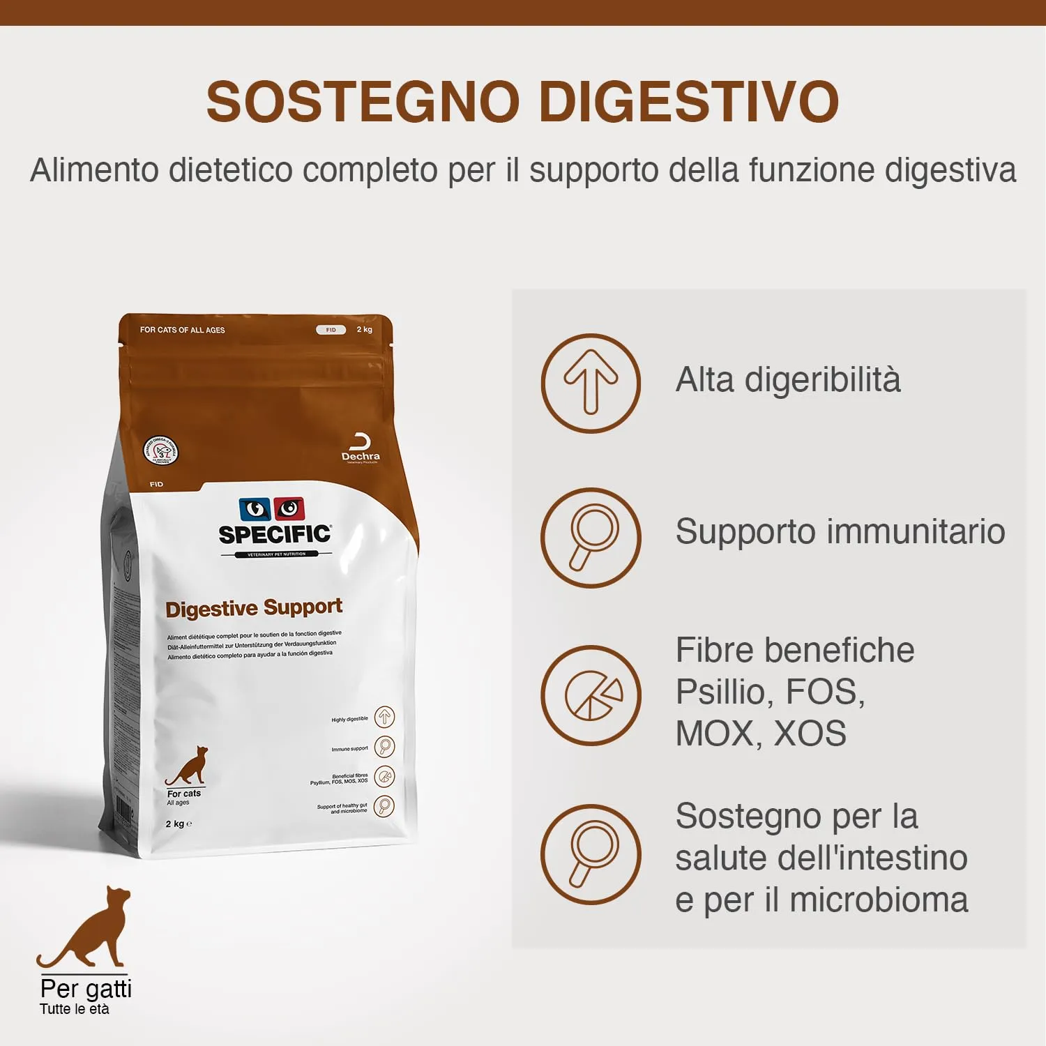 SPECIFIC® Digestive Support (FID) - 2kg - Crocchette per gatti di tutte le età - Rafforza la flora intestinale - Ricco di vitamine e minerali - Arricchito con postbiotici - DECHRA Veterinary Products - immagine 2