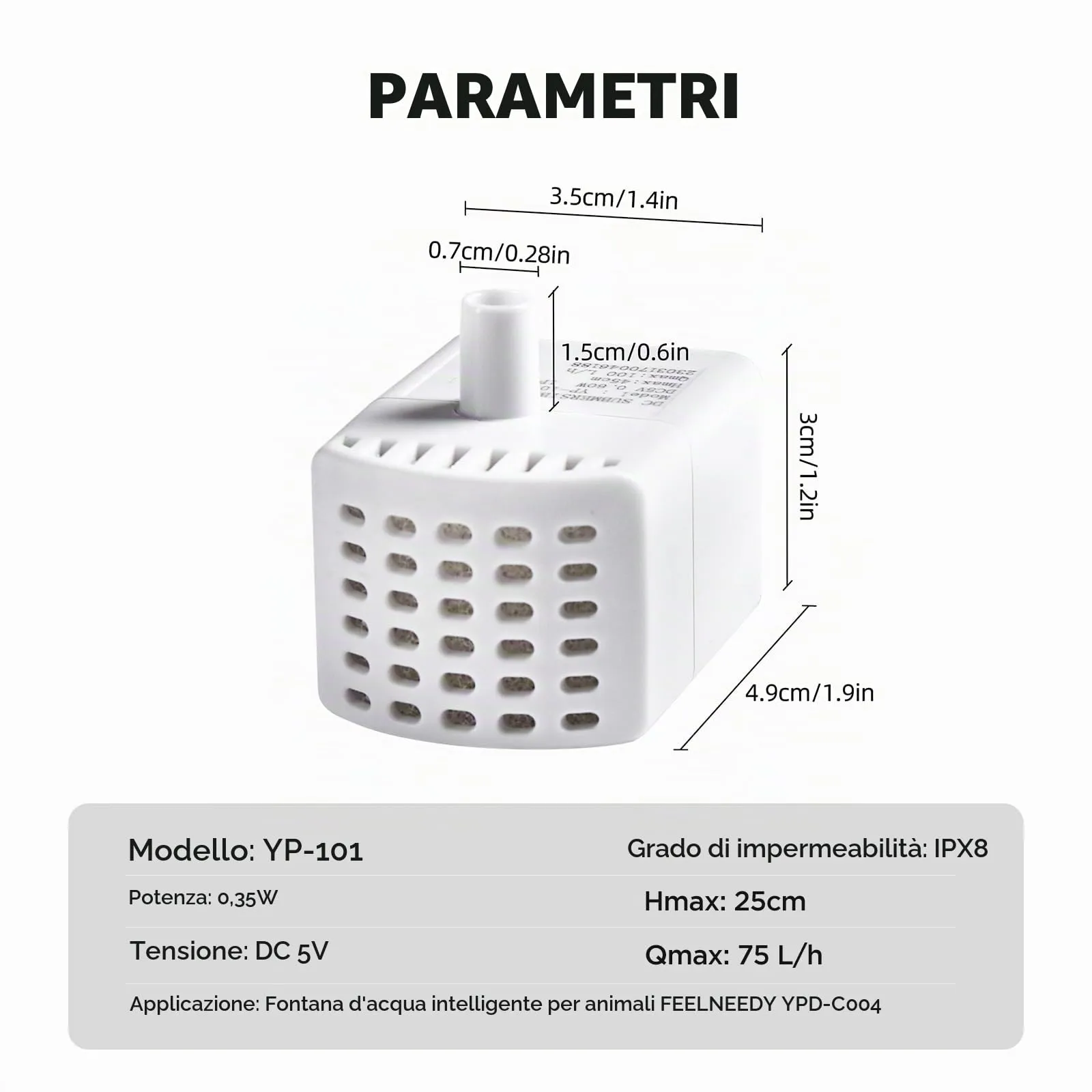 Pompa dell'acqua per FEELNEEDY YPD-C004 4L Fontanella per Gatti - immagine 4