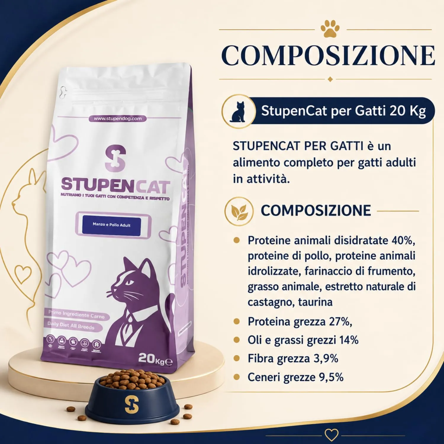 Stupendog StupenCat per Gatti 20 kg - Crocchette Gatto Adulto Manzo e Pollo - Croccantini Gatto da Mantenimento, Cibo Secco per Gatti - immagine 2