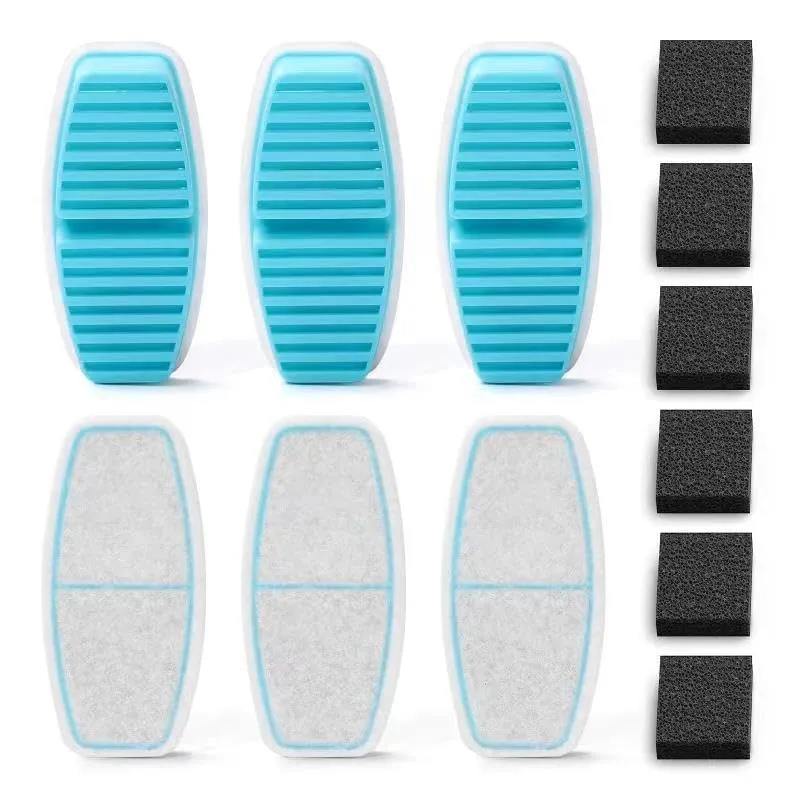 POOEKEN 12 confezioni (6 filtri + 6 spugne) per la fontana dell'acqua per gatti a batteria B3, filtri di ricambio per fontana per gatti con filtro a carbone attivo, fibra ultra-fine - immagine 2