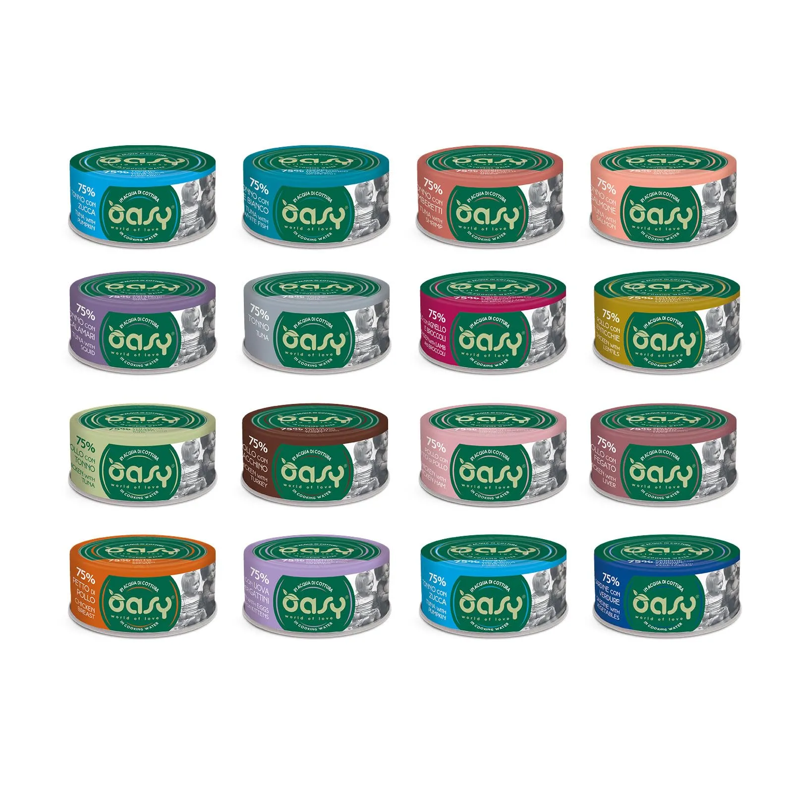OFFERTA RISPARMIO OASY MORE LOVE SCATOLETTA 70GR X 24 - CIBO UMIDO PER GATTI (70grx24, POLLO PROSCIUTTO) - immagine 1