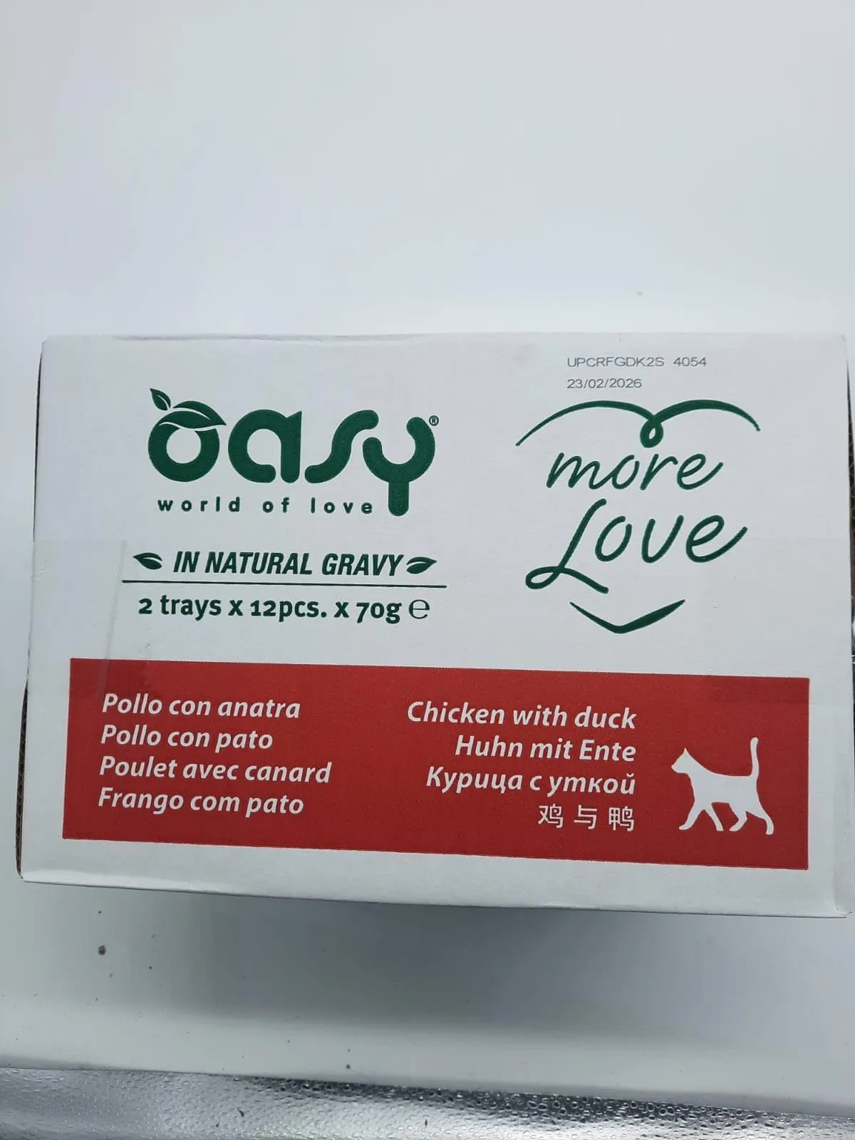 Oasy gatto umido MORE LOVE CUP 70grammi | OFFERTA 24 cup da 70 grammi l'una (70gr, Pollo e Anatra) - immagine 4
