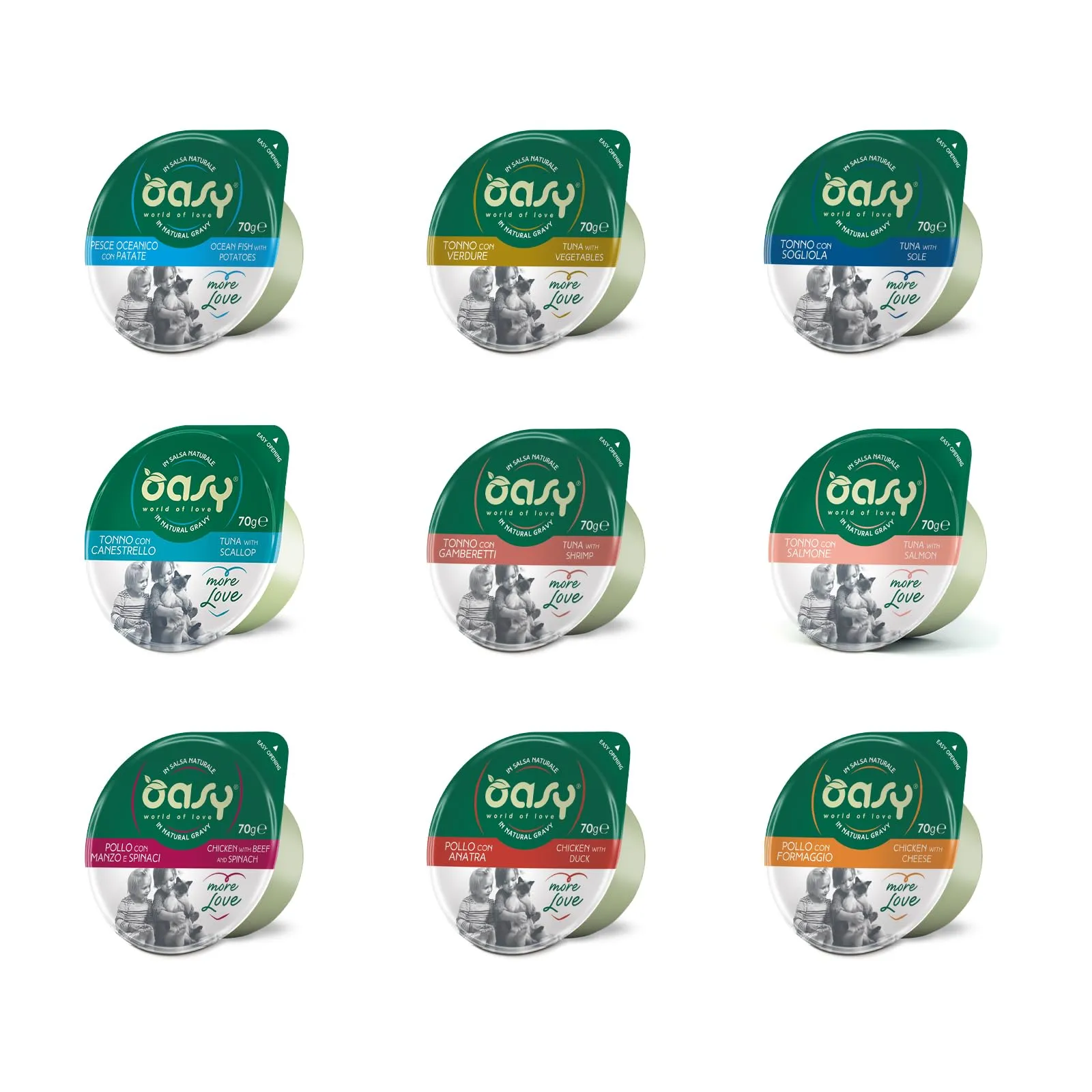 Oasy gatto umido MORE LOVE CUP 70grammi | OFFERTA 24 cup da 70 grammi l'una (70gr, Pollo formaggio) - immagine 1