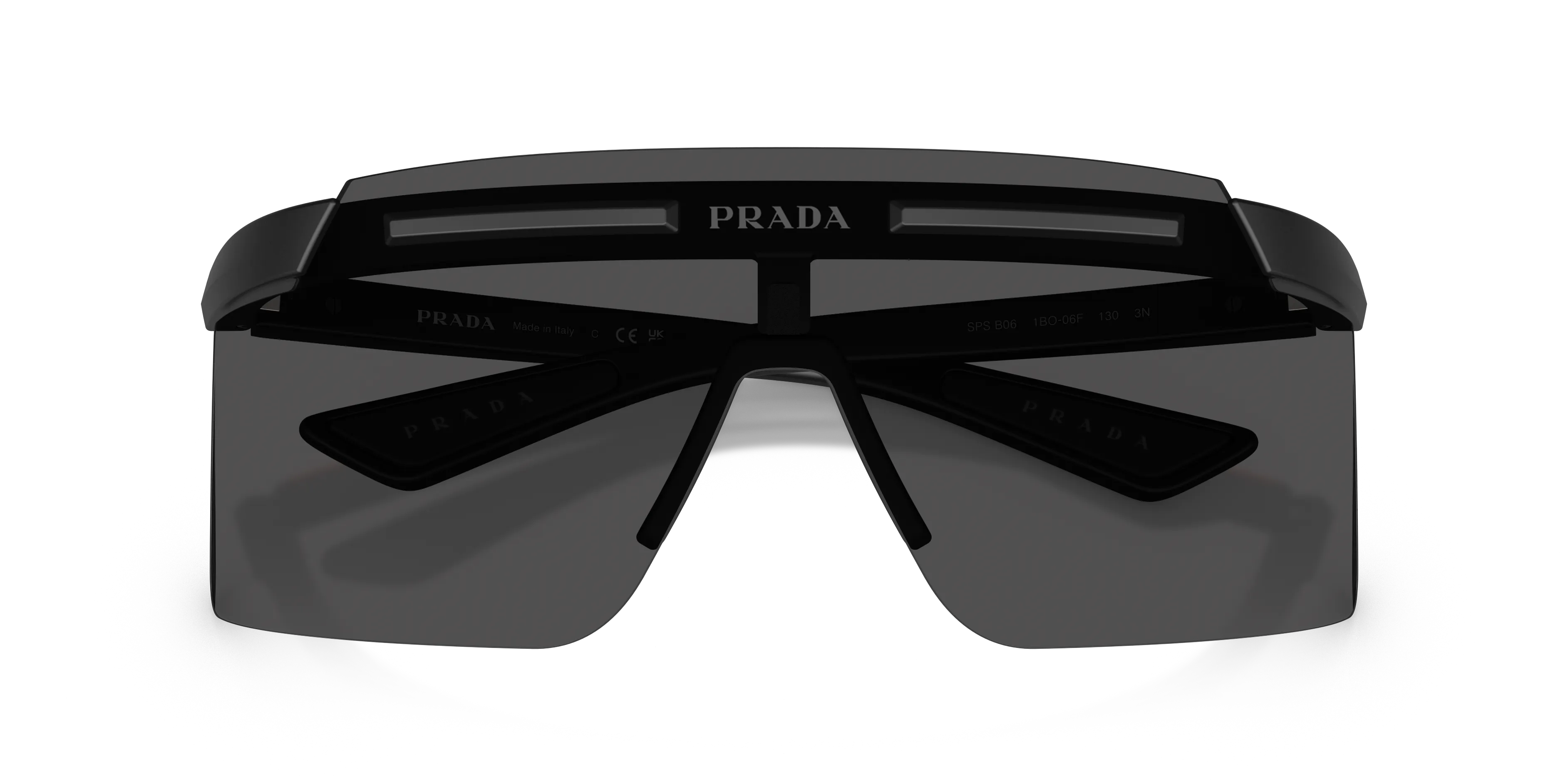 Prada Linea Rossa Uomo PS B06S 1BO06F Occhiali da sole Iniettato Nero Grigio Squadrata Normale - immagine 2
