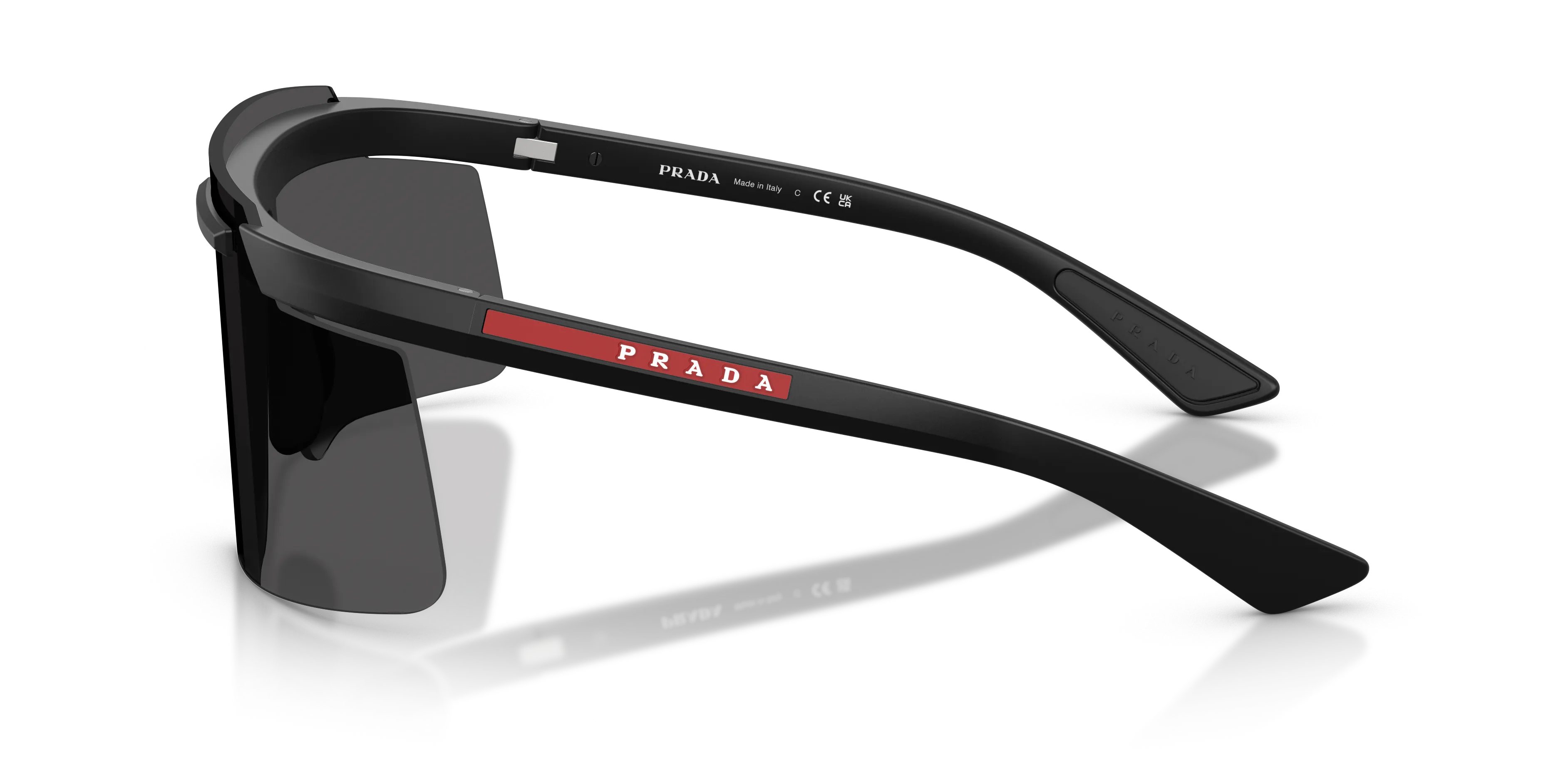 Prada Linea Rossa Uomo PS B06S 1BO06F Occhiali da sole Iniettato Nero Grigio Squadrata Normale - immagine 4