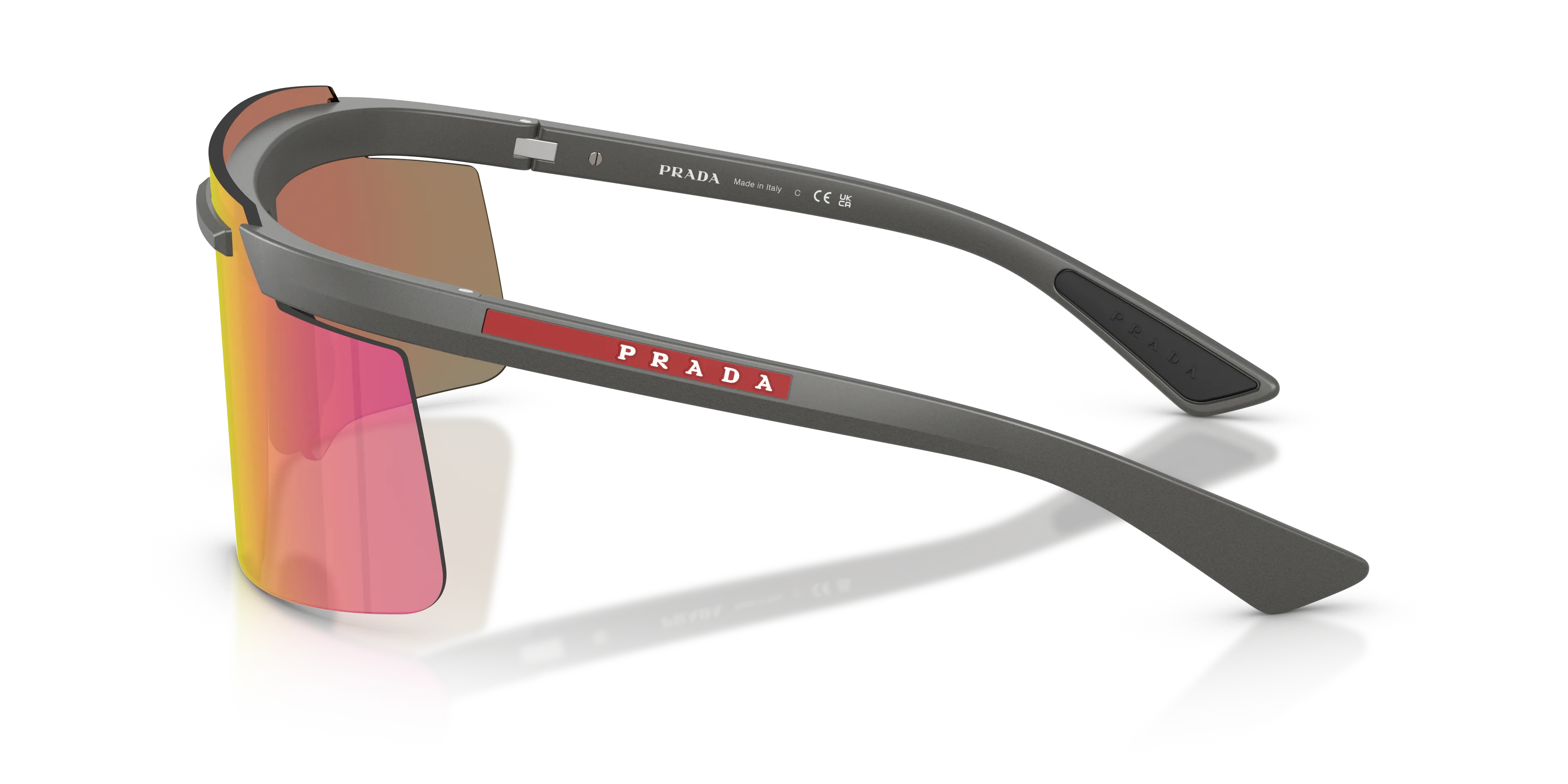 Prada Linea Rossa Uomo PS B06S 16X20A Occhiali da sole Iniettato Grigio Squadrata Specchiate - immagine 4