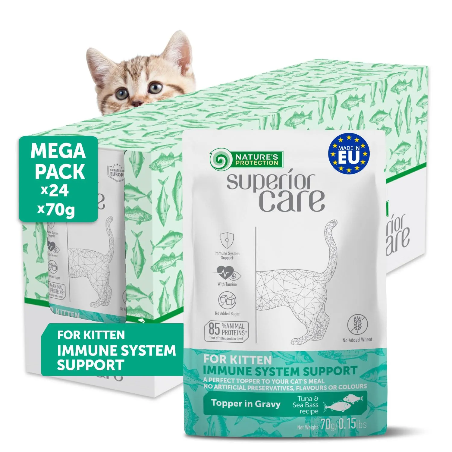 Nature's Protection Superior Care Cibo umido per gattini, Tonno 24 x 70 g - immagine 1
