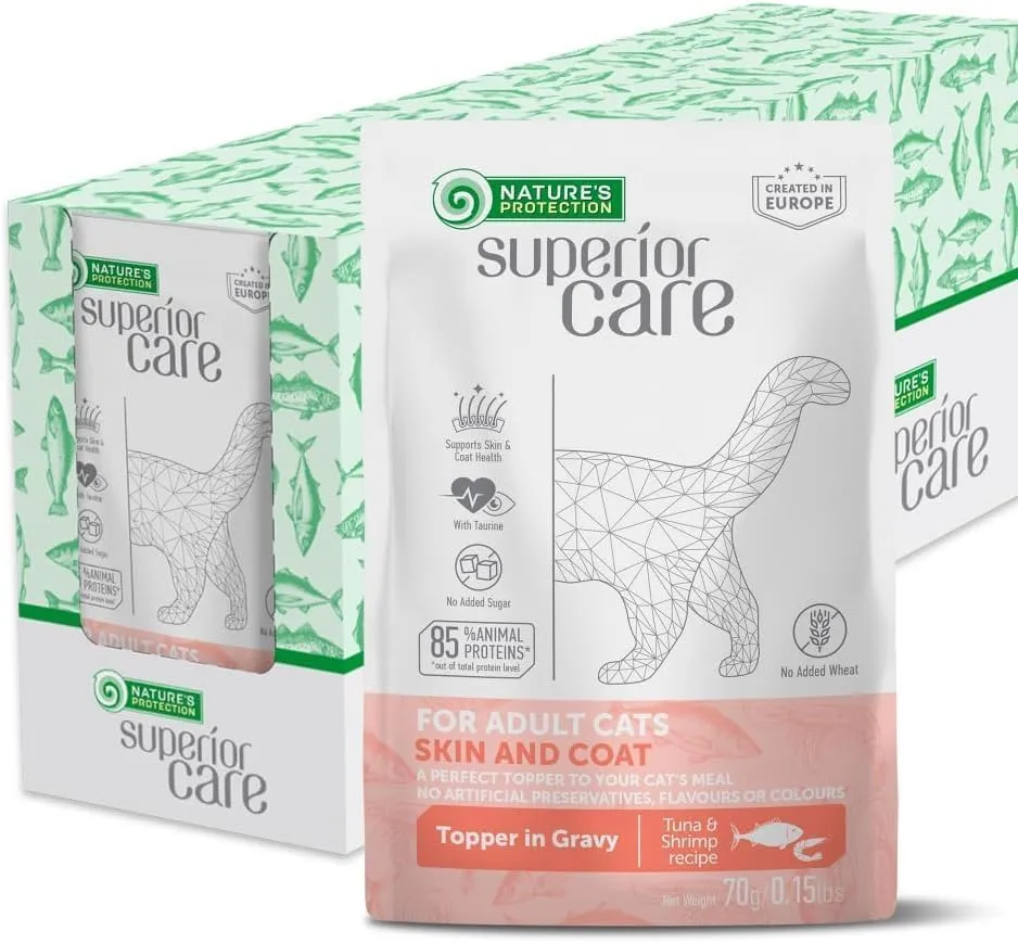 Nature's Protection Superior Care Umido gatti, Tonno e gamberetti 24 x 70 g - immagine 1