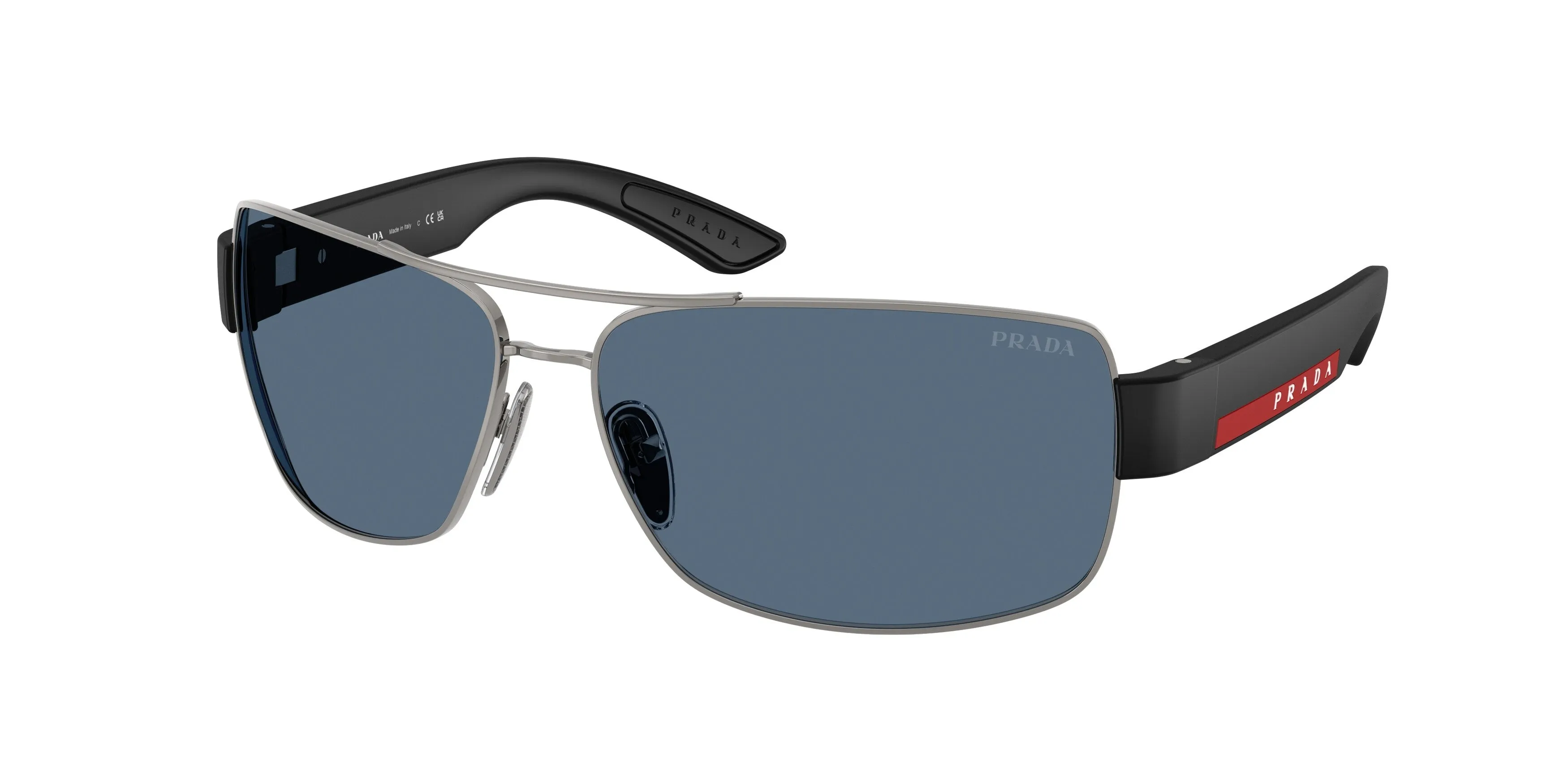 Prada Linea Rossa PS B52S 5AV06A Occhiali da sole Metallo Grigio Blu Geometrica Normale - immagine 1
