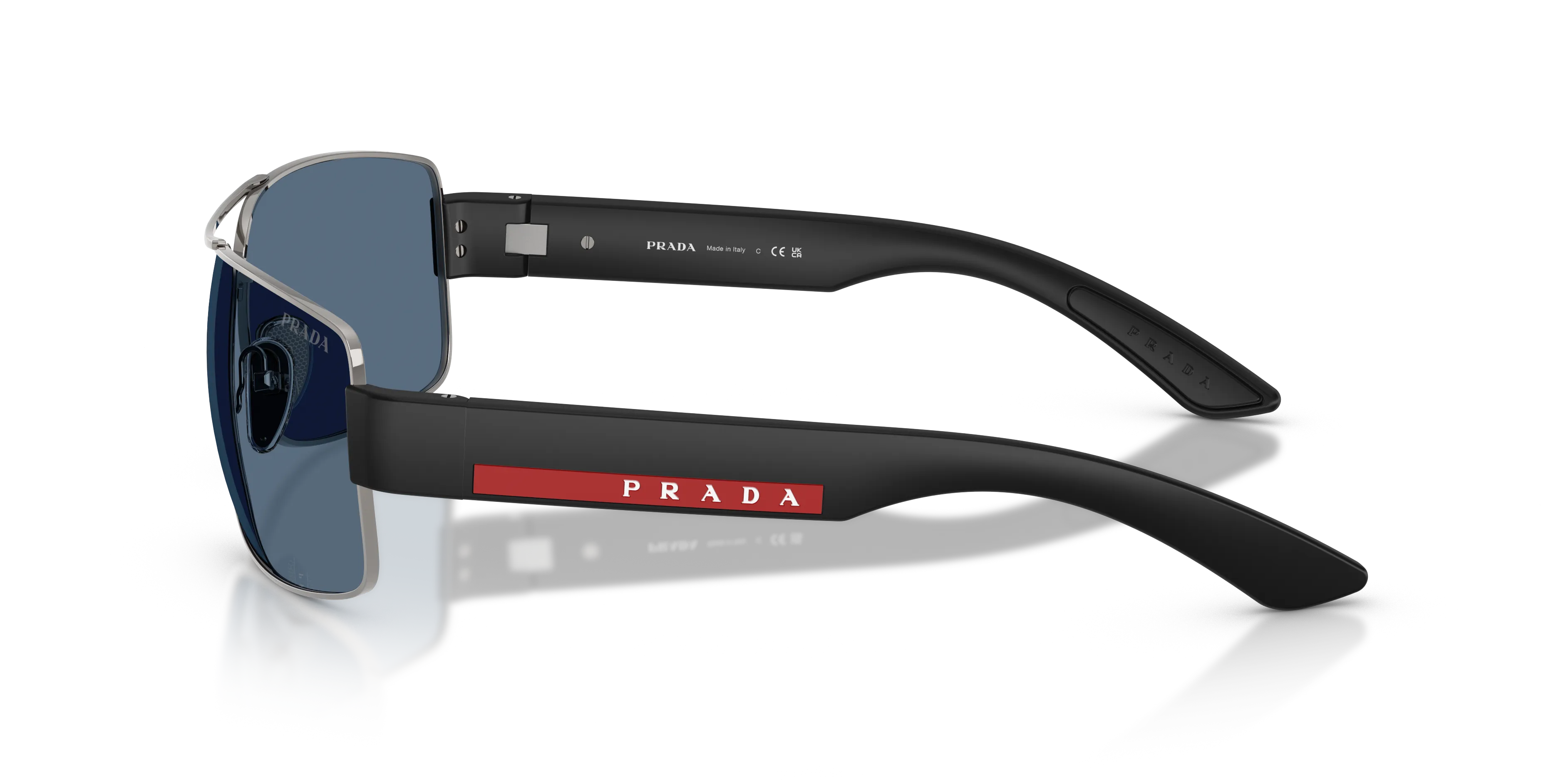 Prada Linea Rossa PS B52S 5AV06A Occhiali da sole Metallo Grigio Blu Geometrica Normale - immagine 4