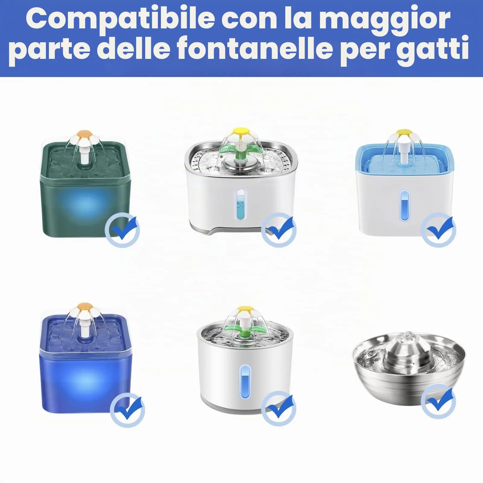 Bacxzomx Pompa Fontanella per Gatti, USB Pompa di Ricambio Fontanella Gatti, Ultra Silenziosa, Pompa Acqua per Gatto - immagine 5