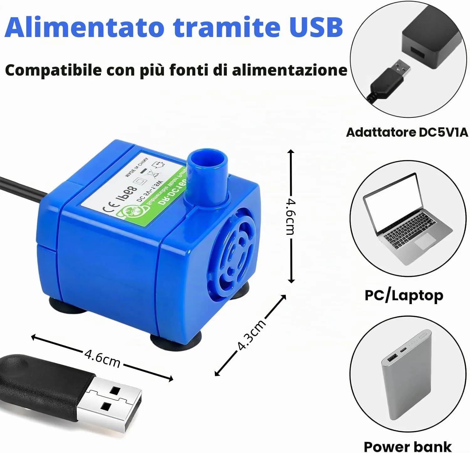 Bacxzomx Pompa Fontanella per Gatti, USB Pompa di Ricambio Fontanella Gatti, Ultra Silenziosa, Pompa Acqua per Gatto - immagine 6