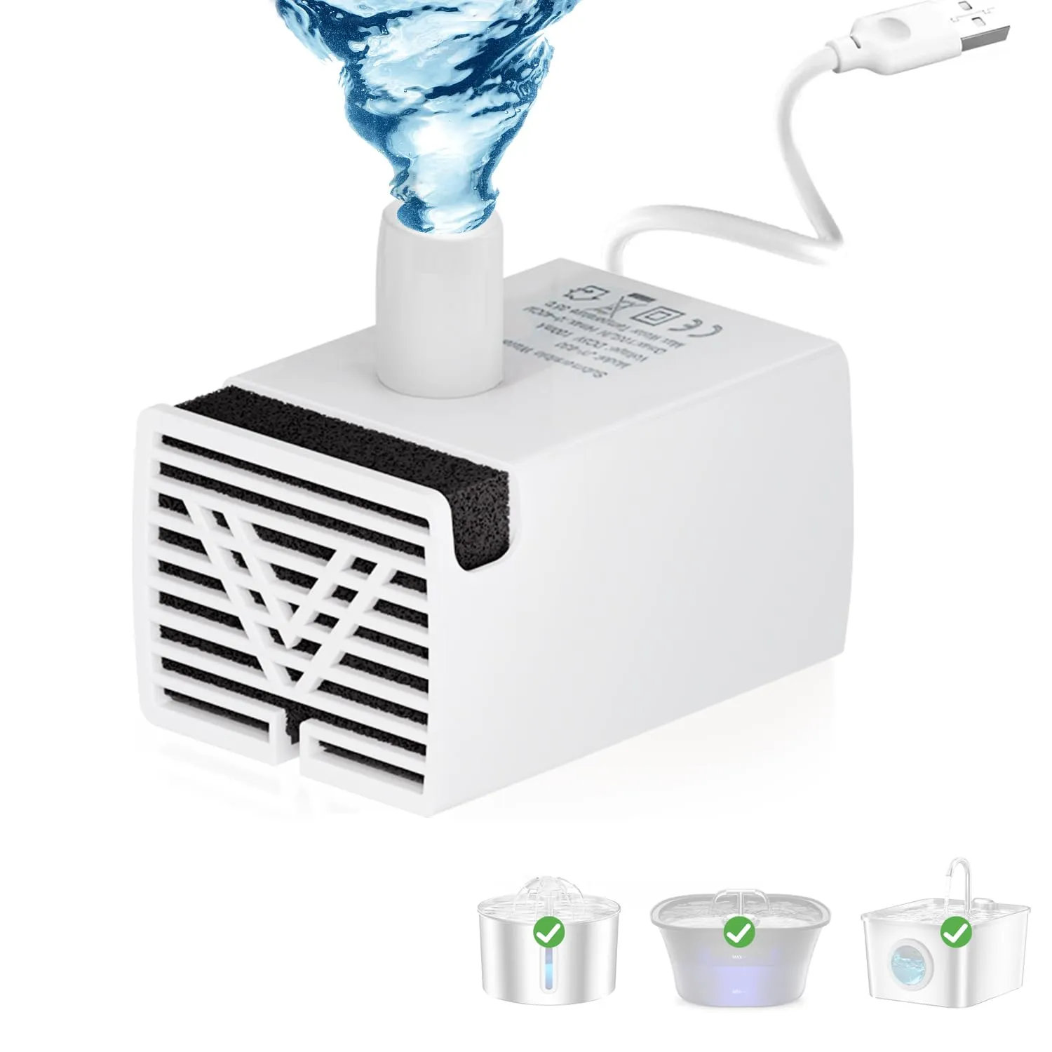 Pompa per Fontana d'Acqua per Gatti BalimoPet Pompa di Sostituzione Ultra Silenziosa per Fontane d'Acqua per Gatti da 2,2 L/2,5 L/2,6 L - immagine 1