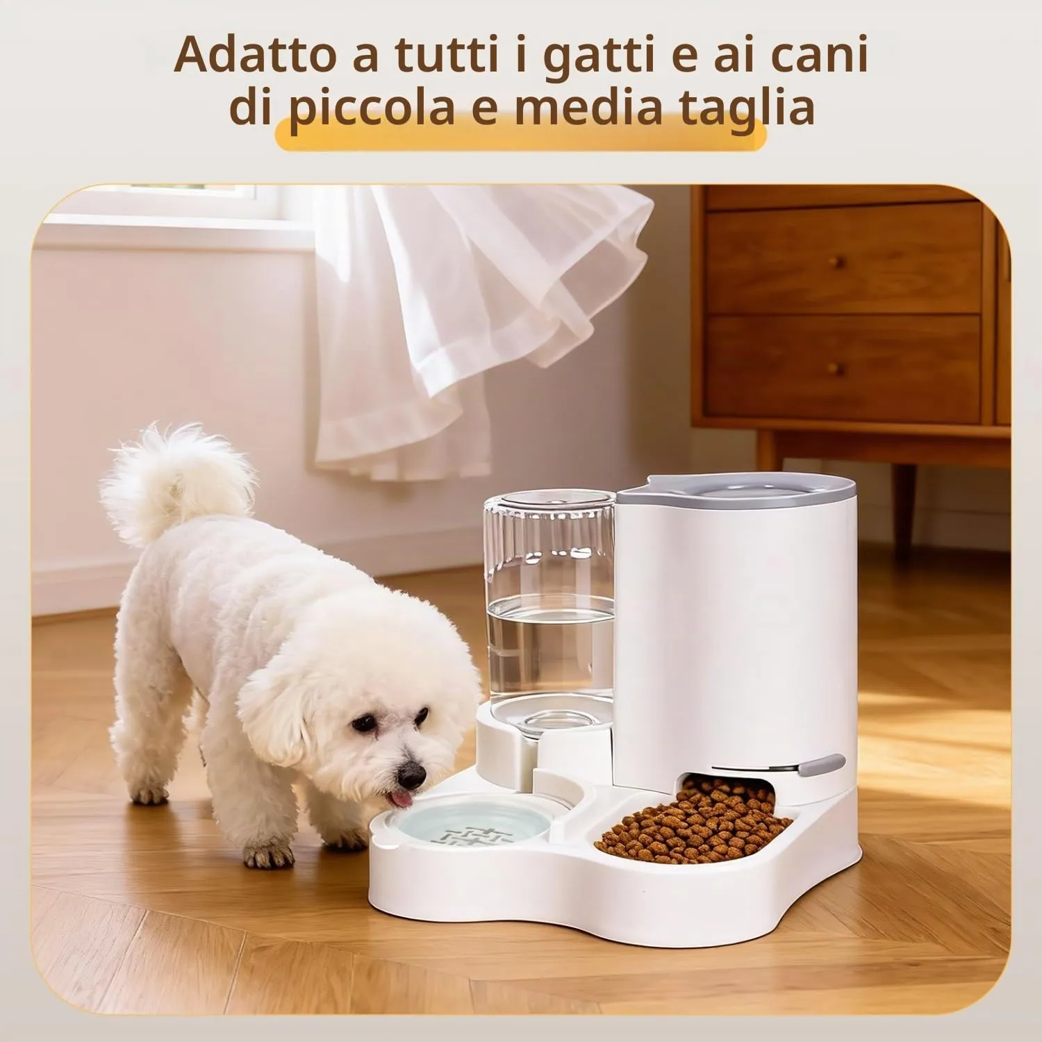 Nobleza Distributore per Gatti 2 in 1 con Fontana - Dispenser gravità Cibo 2.2L e Acqua 1L, Igienico Salvaspazio, Senza Elettricità, Design Moderno (Grigio) - immagine 7