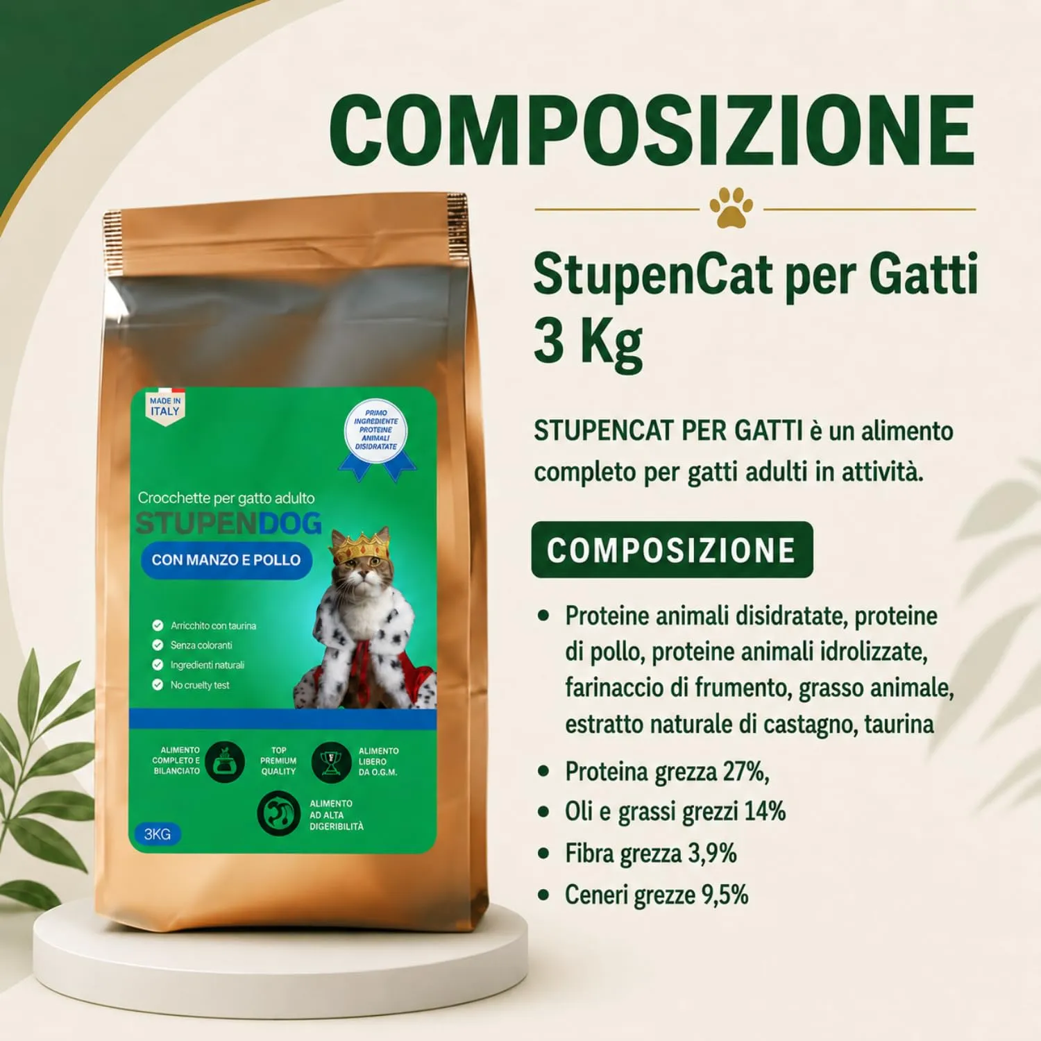 Stupendog StupenCat per Gatti 3 kg - Crocchette Gatto Adulto Manzo e Pollo - Croccantini Gatto da Mantenimento, Cibo Secco per Gatti - immagine 2
