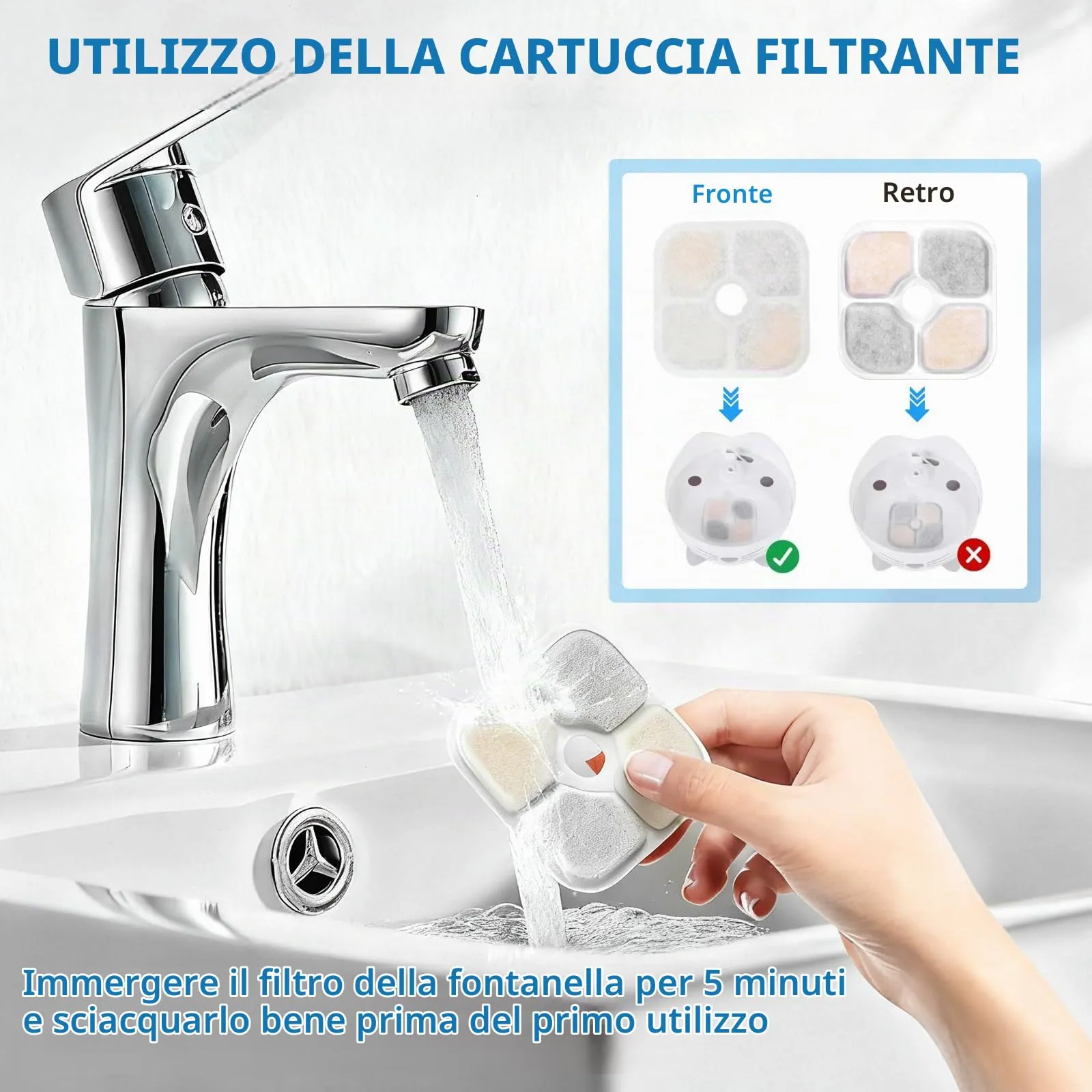 Soodyoow 18 Pezzi Filtri Fontanella per Gatti e 2 tubi per Fontanella per Cat Pixi, Filtri Fontana Gatto è composto da carbone attivo, resina a scambio ionico e tessuto non tessuto - immagine 4
