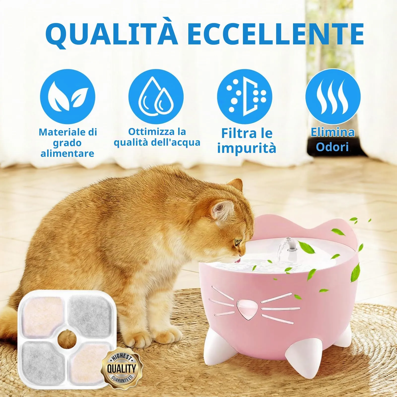 Soodyoow 18 Pezzi Filtri Fontanella per Gatti e 2 tubi per Fontanella per Cat Pixi, Filtri Fontana Gatto è composto da carbone attivo, resina a scambio ionico e tessuto non tessuto - immagine 6