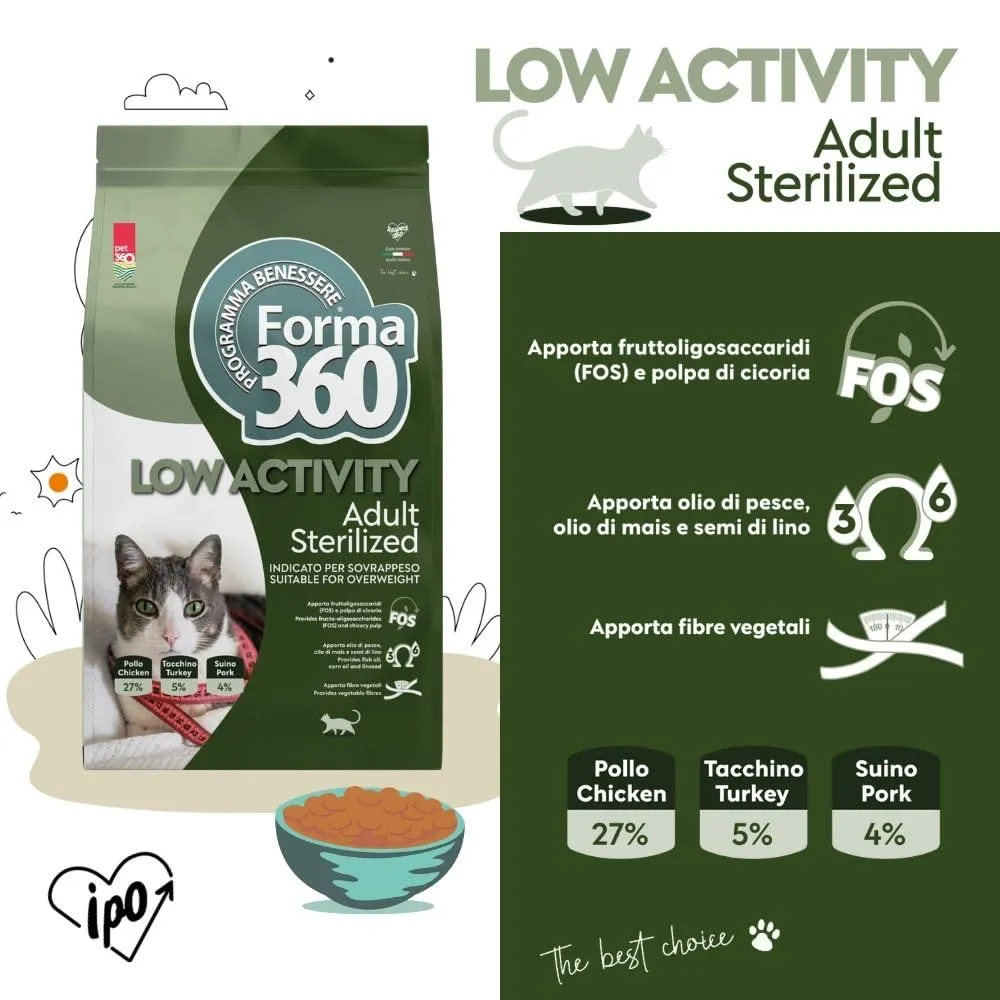 Crocchette per Gatti Sterilizzati al Pollo – Low Activity Adult – Controllo del Peso – Forma360 – 1,5 Kg - immagine 4