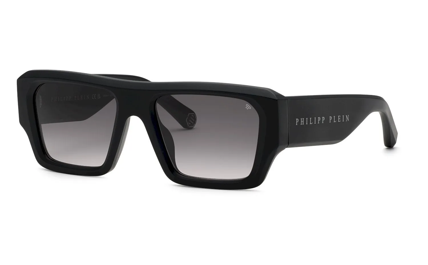 Philipp Plein SPP144 PLEIN STARLIGHT 703 Occhiali da sole Acetato Nero Fumo Squadrata Normale Sfumato - immagine 1