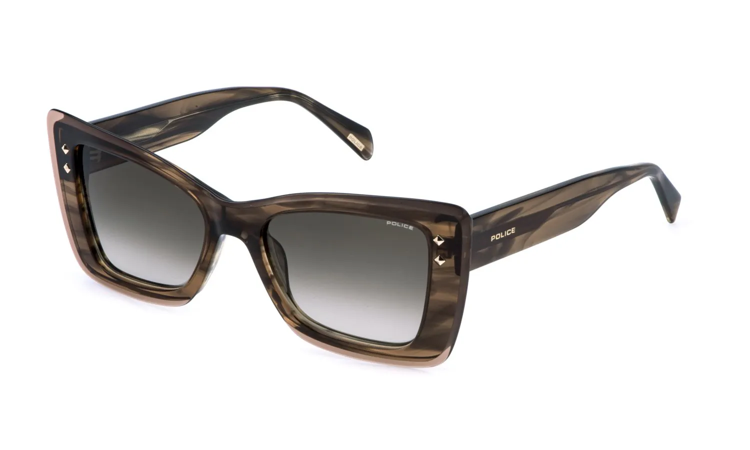 Police SPLR97 DAYDREAM 1 0APZ Occhiali da sole Acetato Marrone Verde Farfalla Normale Sfumato - immagine 1