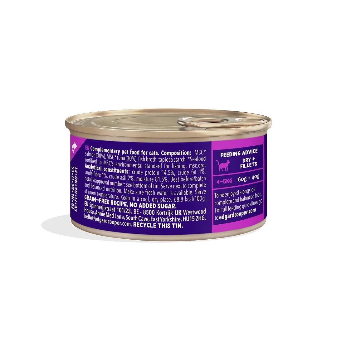 Edgard & Cooper Cibo Umido per Gatti, Sfilaccetti in Brodo, Salmone & Tonno 24 x 70g, Cibo per Gatti Senza Cereali, Ingredienti Naturali, Anche per Gatti Sterilizzati, No Zuccheri Aggiunti - immagine 2
