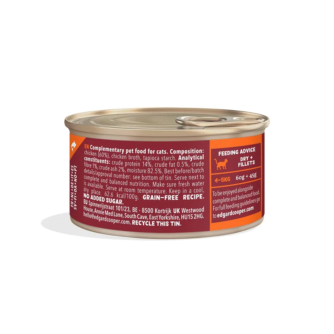 Edgard & Cooper Cibo Umido per Gatti, Sfilaccetti in Brodo, Pollo 24 x 70g, Cibo per Gatti Senza Cereali, Ingredienti Naturali, Anche per Gatti Sterilizzati, Pollo Vero, No Zuccheri Aggiunti - immagine 2