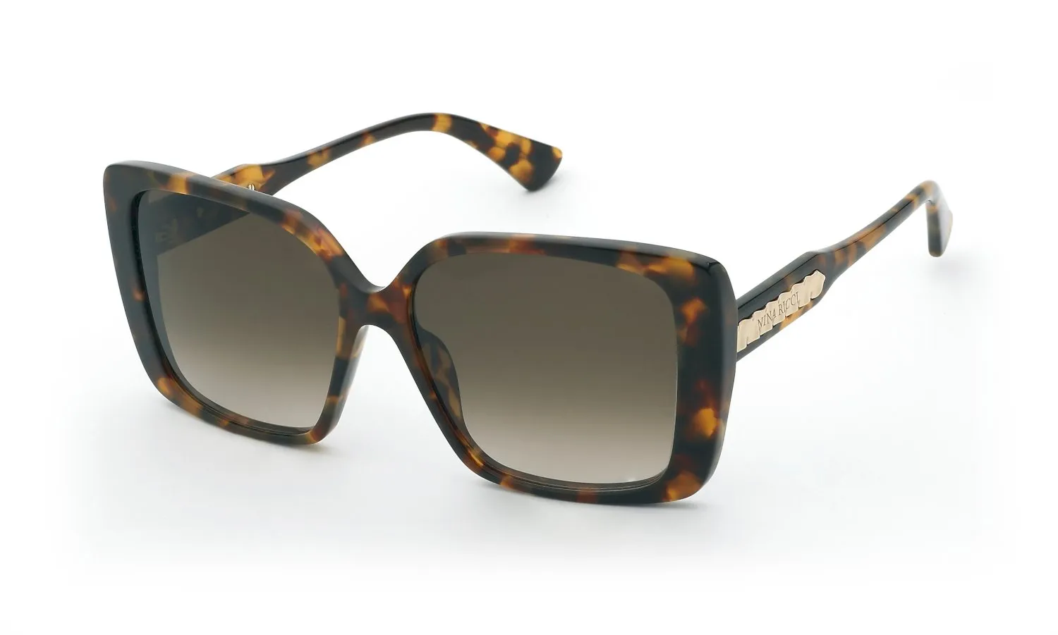 Nina Ricci SNR462 0745 Occhiali da sole Acetato Havana Marrone Squadrata Normale Sfumato - immagine 1