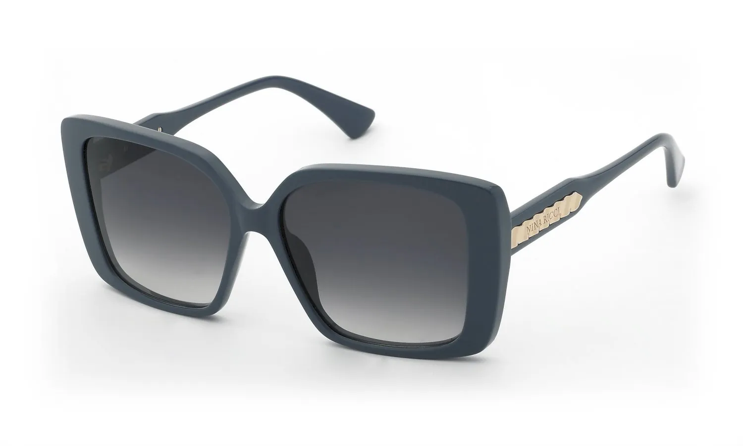 Nina Ricci SNR462 04G5 Occhiali da sole Acetato Blu Fumo Squadrata Normale Sfumato - immagine 1