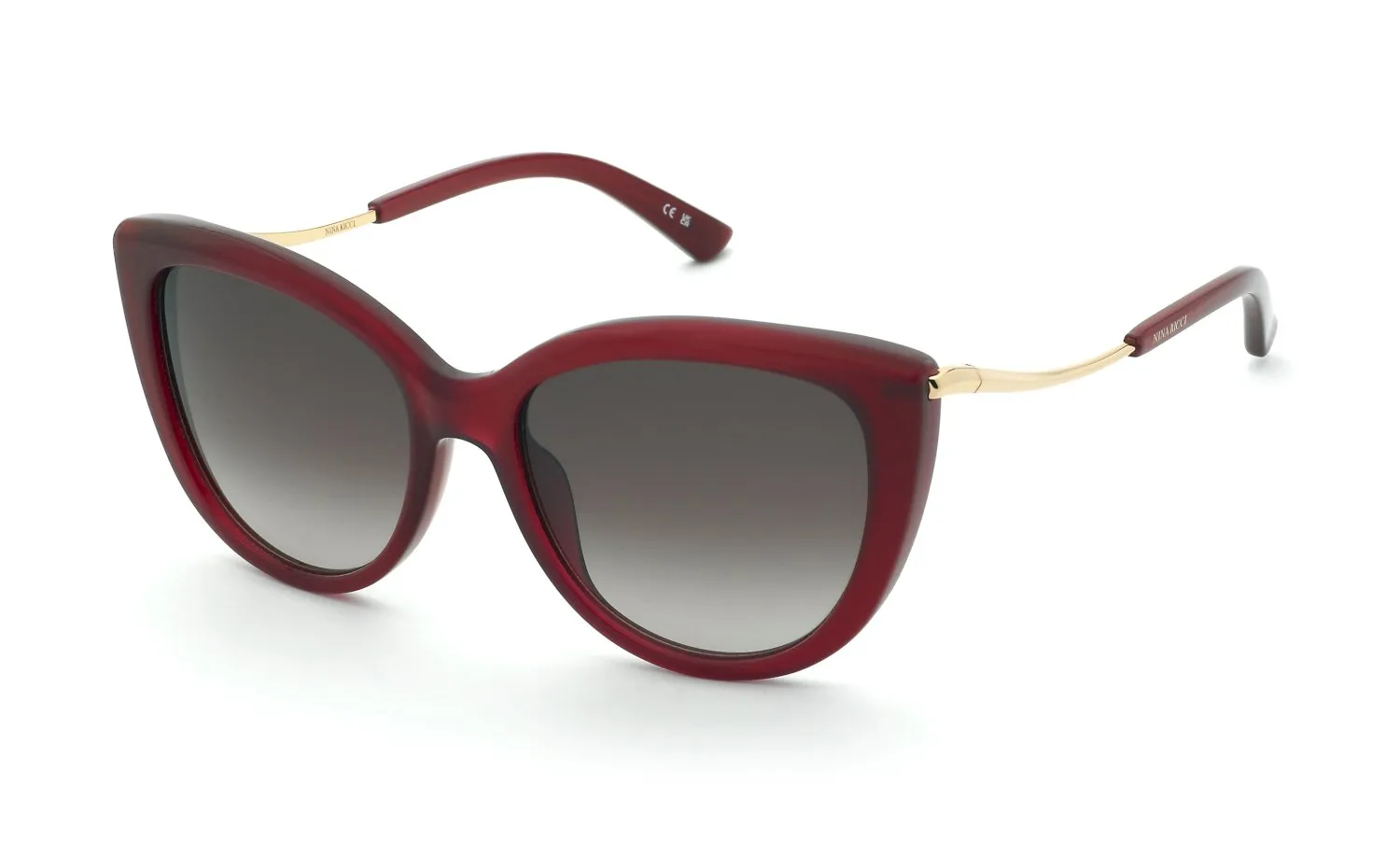 Nina Ricci SNR437 09GR Occhiali da sole Acetato Rosso Marrone Farfalla Normale Sfumato - immagine 1