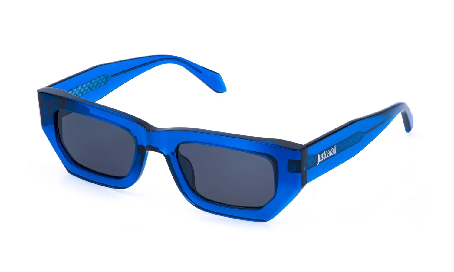 Just Cavalli SJC170 0AGQ Occhiali da sole Acetato Blu Fumo Geometrica Normale - immagine 1