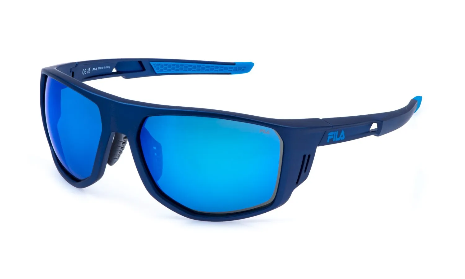 Fila SFIB13 7U4B Occhiali da sole Iniettato Blu Fumo Geometrica Idrorepellente Specchiato - immagine 1
